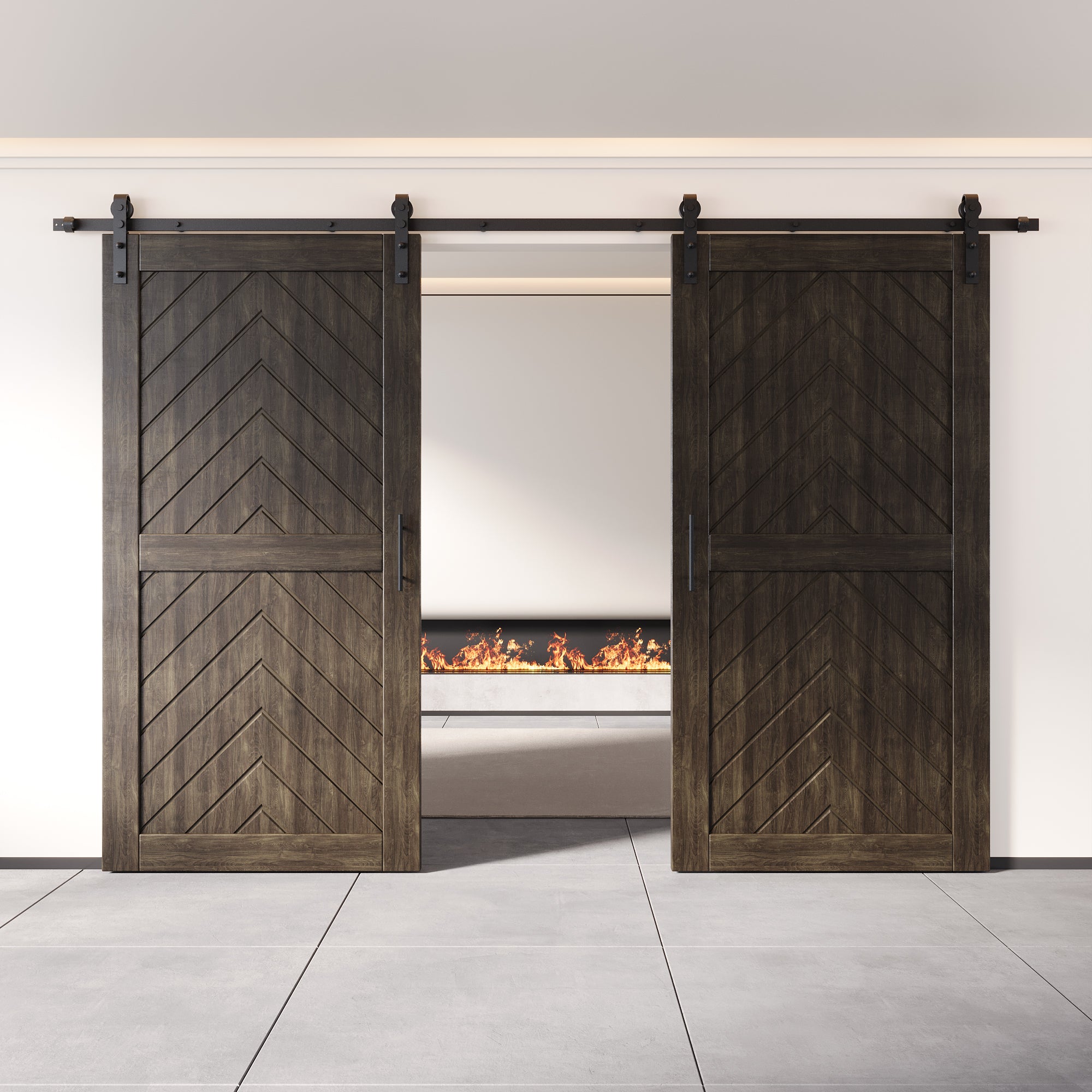 sliding barn door hardware kit with two doors pine wood barn door ebony