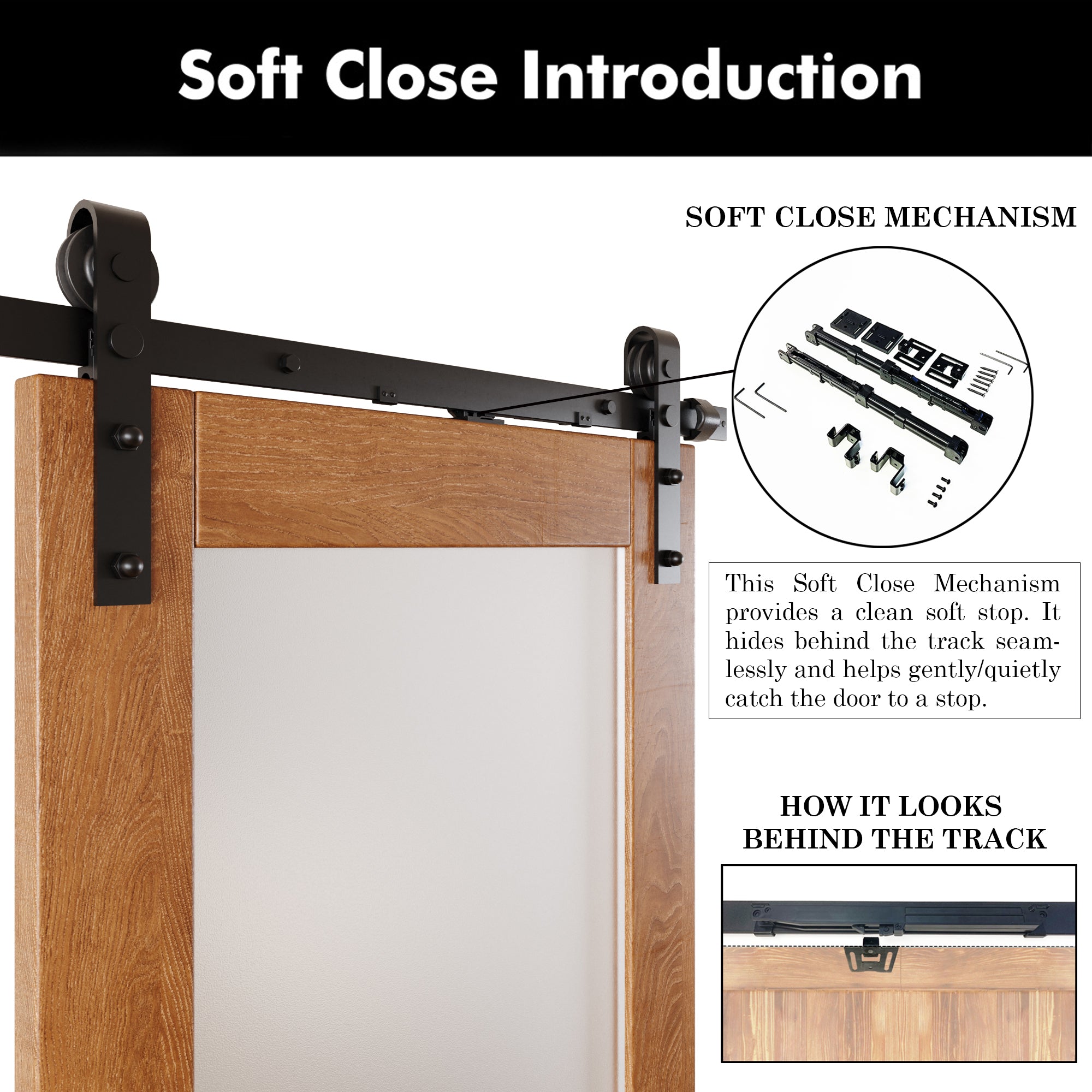 84" Height Early American 2-Lite Frosted Glass Double Unassembled & Finished Pine Wood Barn Doors with Non-Bypass Installation Hardware Kit (Interior Use Only)