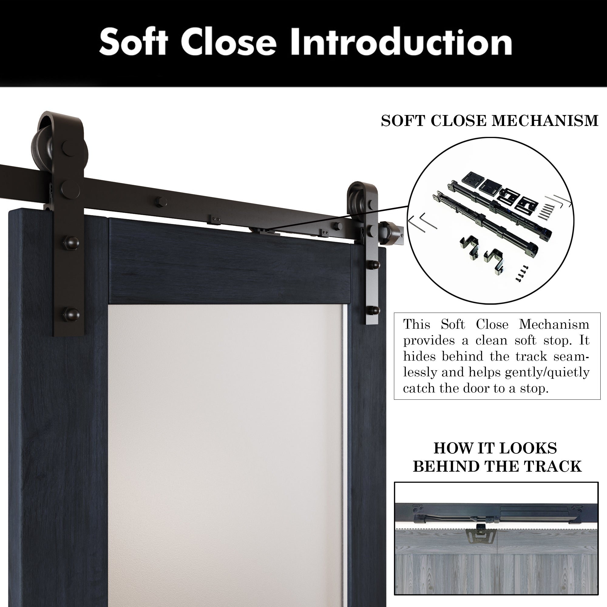 84" Height Navy Half Lite Frosted Glass Double Unassembled & Finished Pine Wood Barn Door with Non-Bypass Installation Hardware Kit (Interior Use Only)