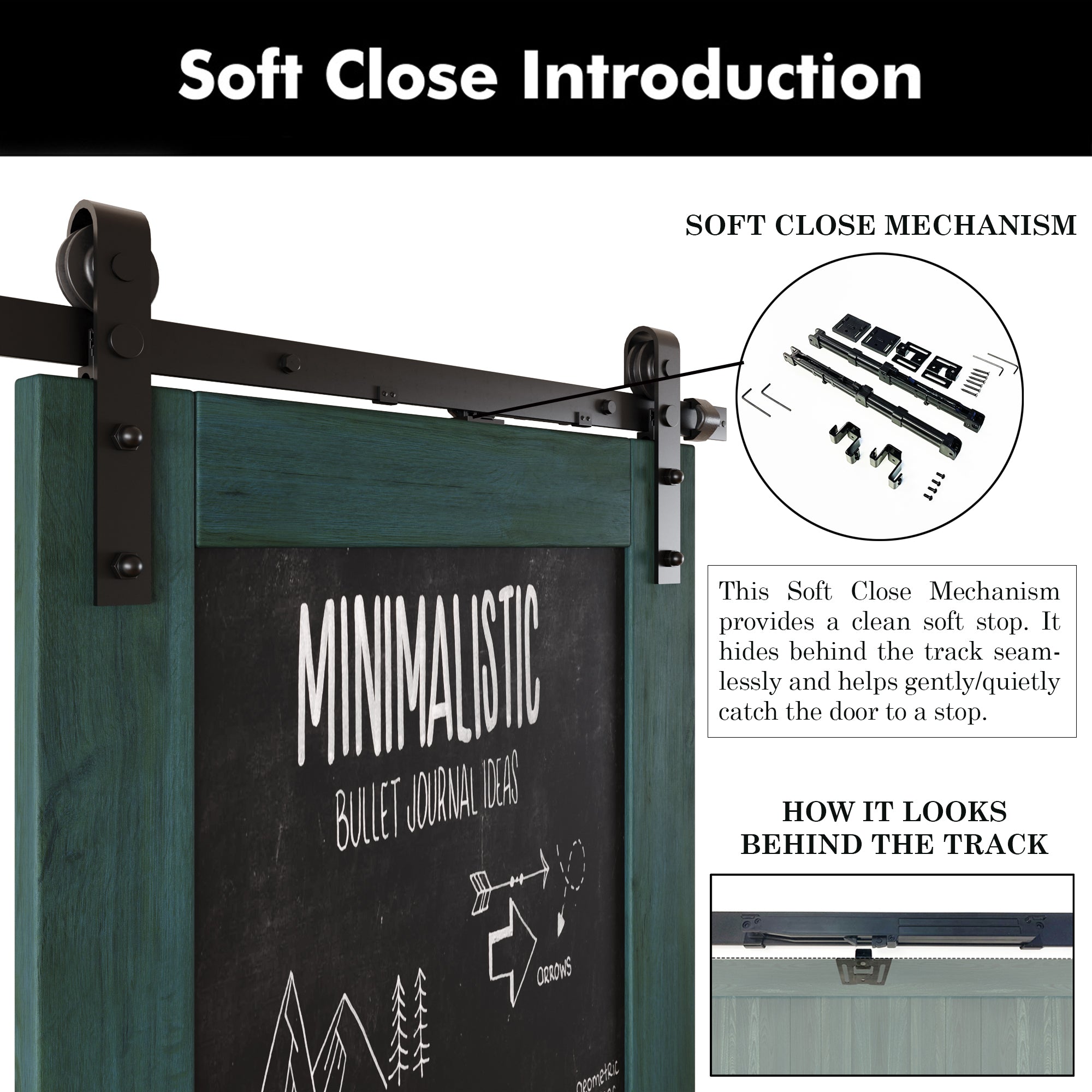 84" Height Royal Pine Chalkboard Design Double Unassembled & Finished Pine Wood Barn Doors with Non-Bypass Installation Hardware Kit (Interior Use Only)