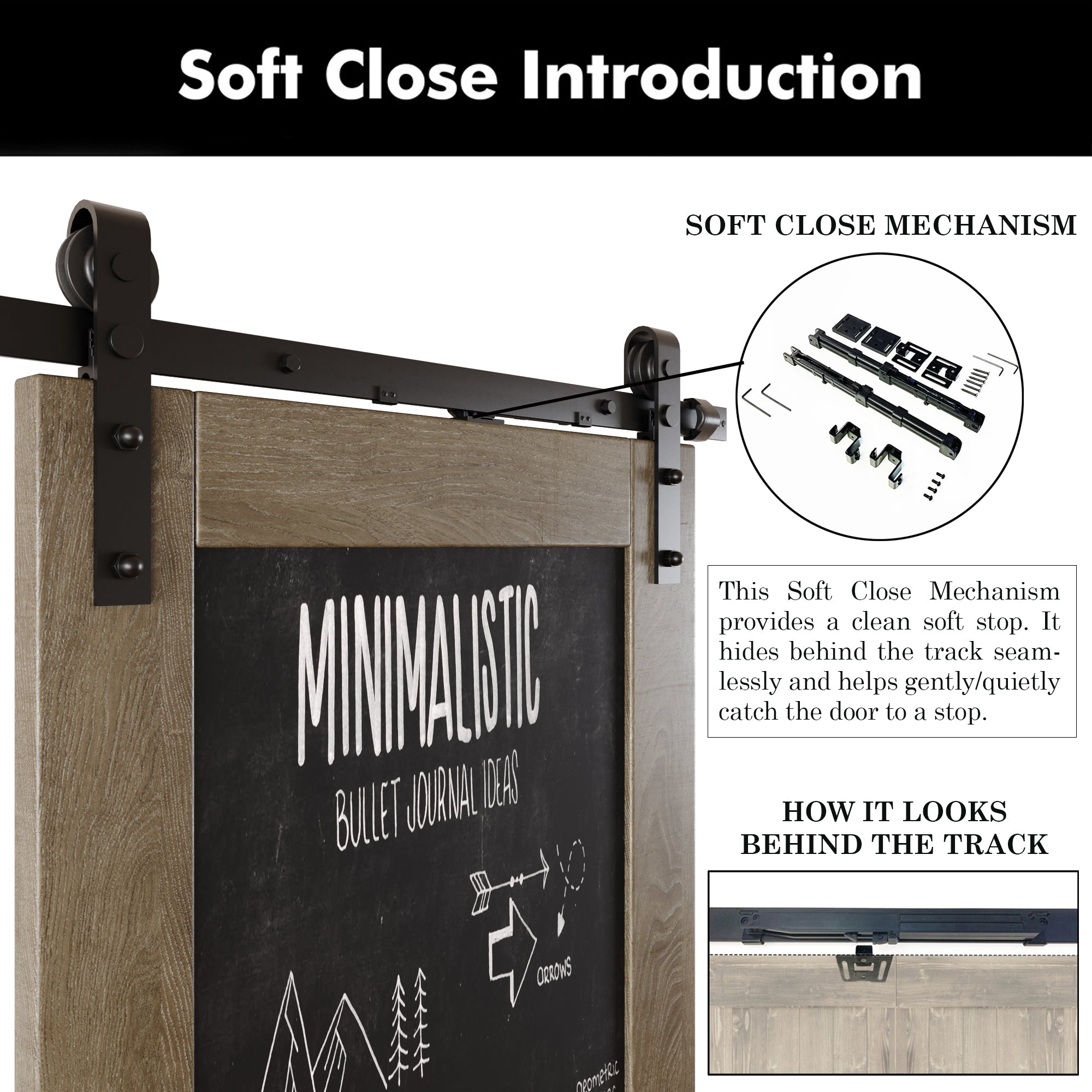 80" Height Classic Gray Top Chalkboard Panel Double Unassembled & Finished Pine Wood Barn Doors with Non-Bypass Installation Hardware Kit (Interior Use Only)