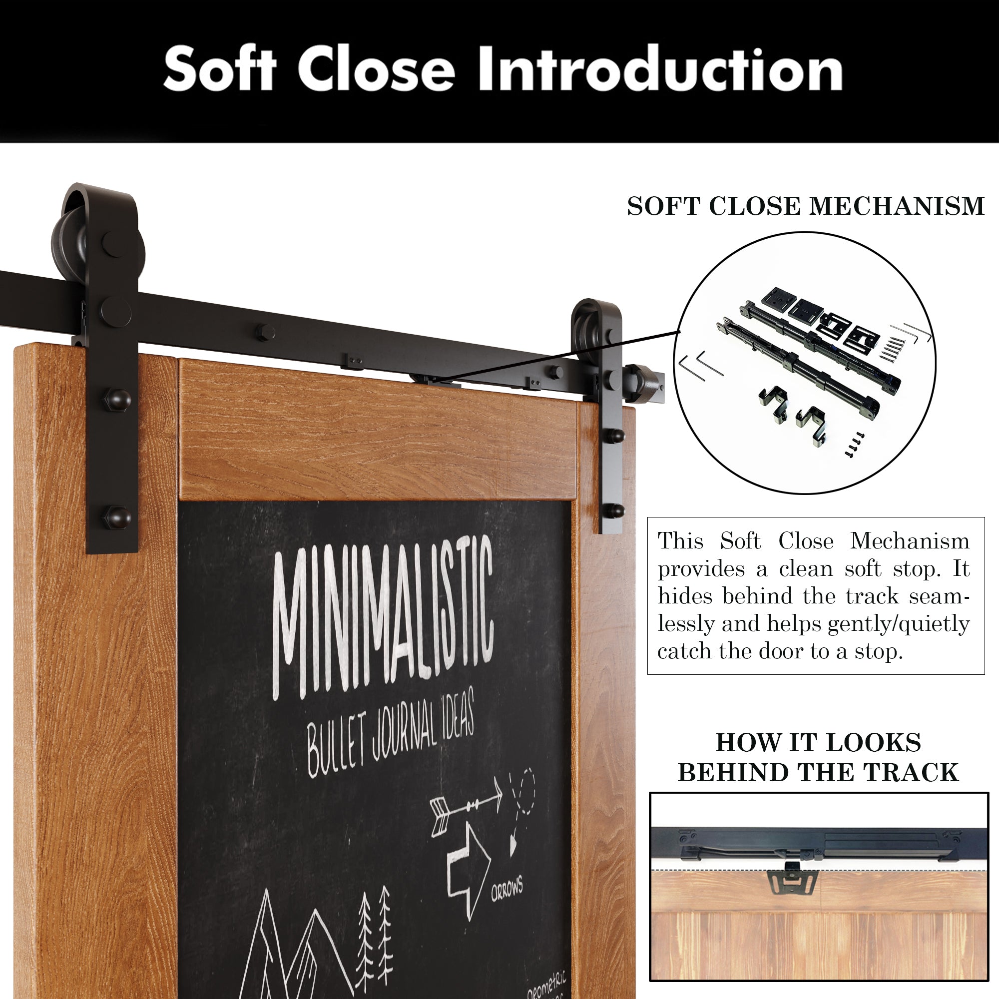 84" Height Early American Top Chalkboard Panel Double Unassembled & Finished Pine Wood Barn Doors with Non-Bypass Installation Hardware Kit (Interior Use Only)