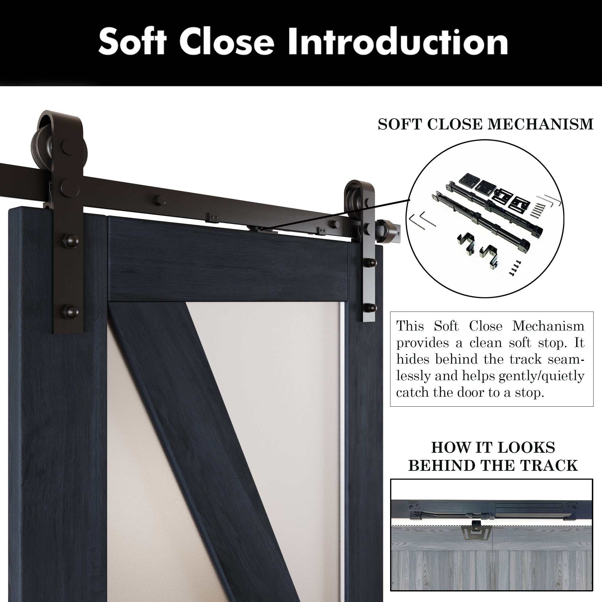 80" Height Navy Arrow Pattern Glass Double Unassembled & Finished Pine Wood Barn Doors with Non-Bypass Installation Hardware Kit (Interior Use Only)