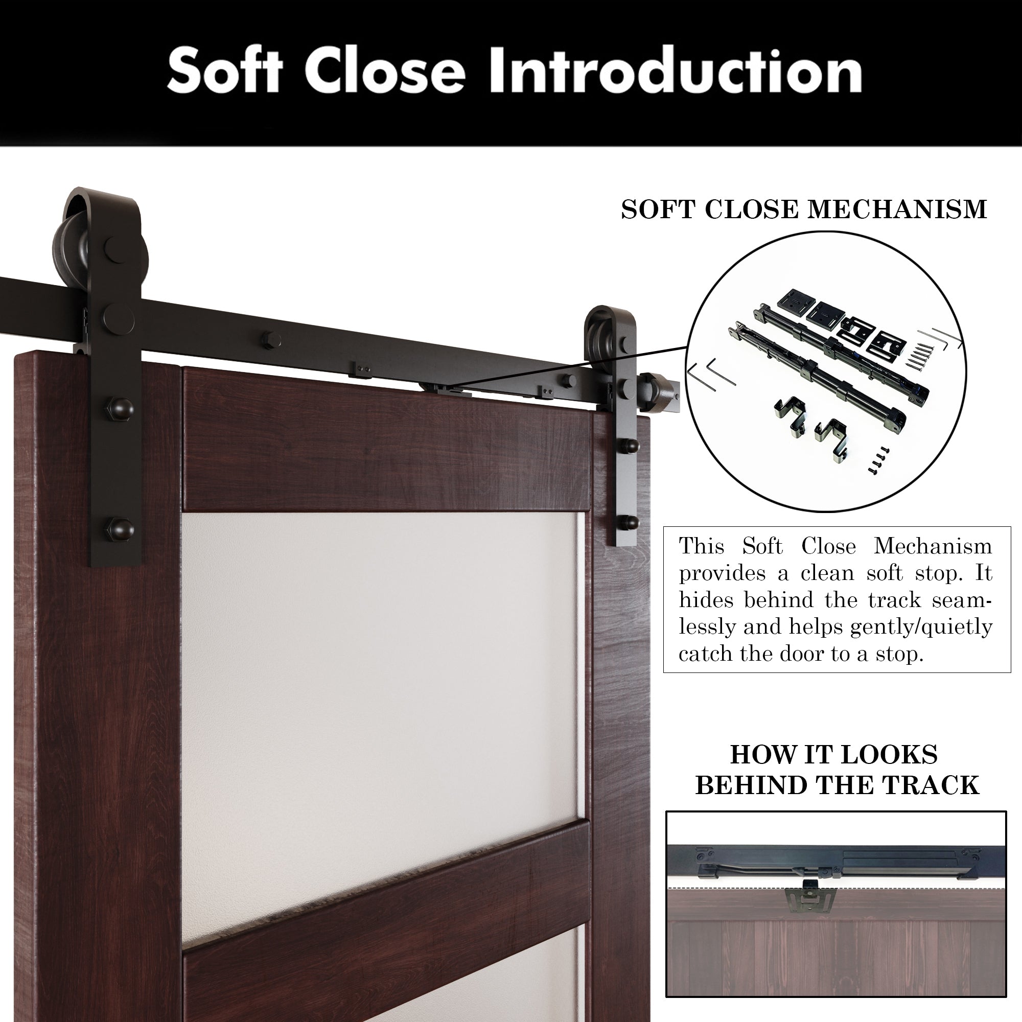 84" Height Red Mahogany 4-Lite Frosted Glass Double Unassembled & Finished Pine Wood Barn Doors with Non-Bypass Installation Hardware Kit (Interior Use Only)