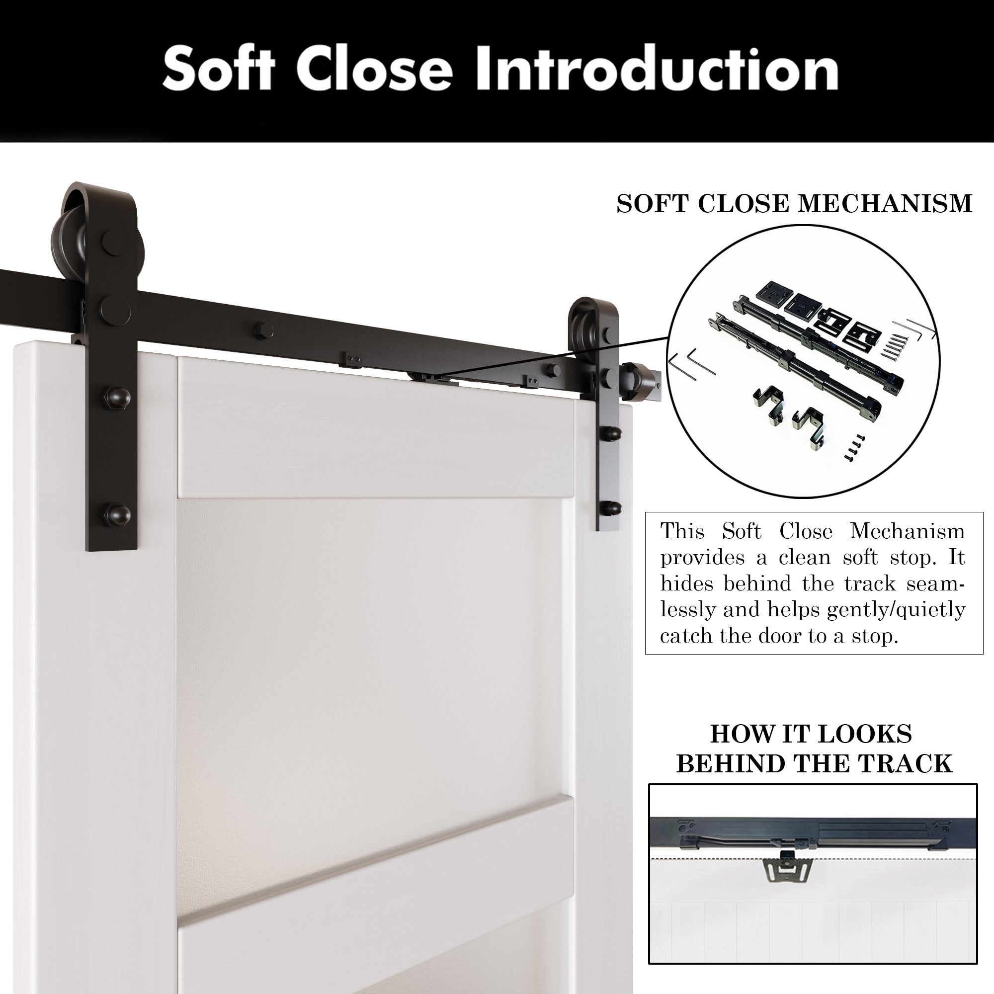 84" Height White 4-Lite Frosted Glass Double Unassembled & Finished Pine Wood Barn Doors with Non-Bypass Installation Hardware Kit (Interior Use Only)