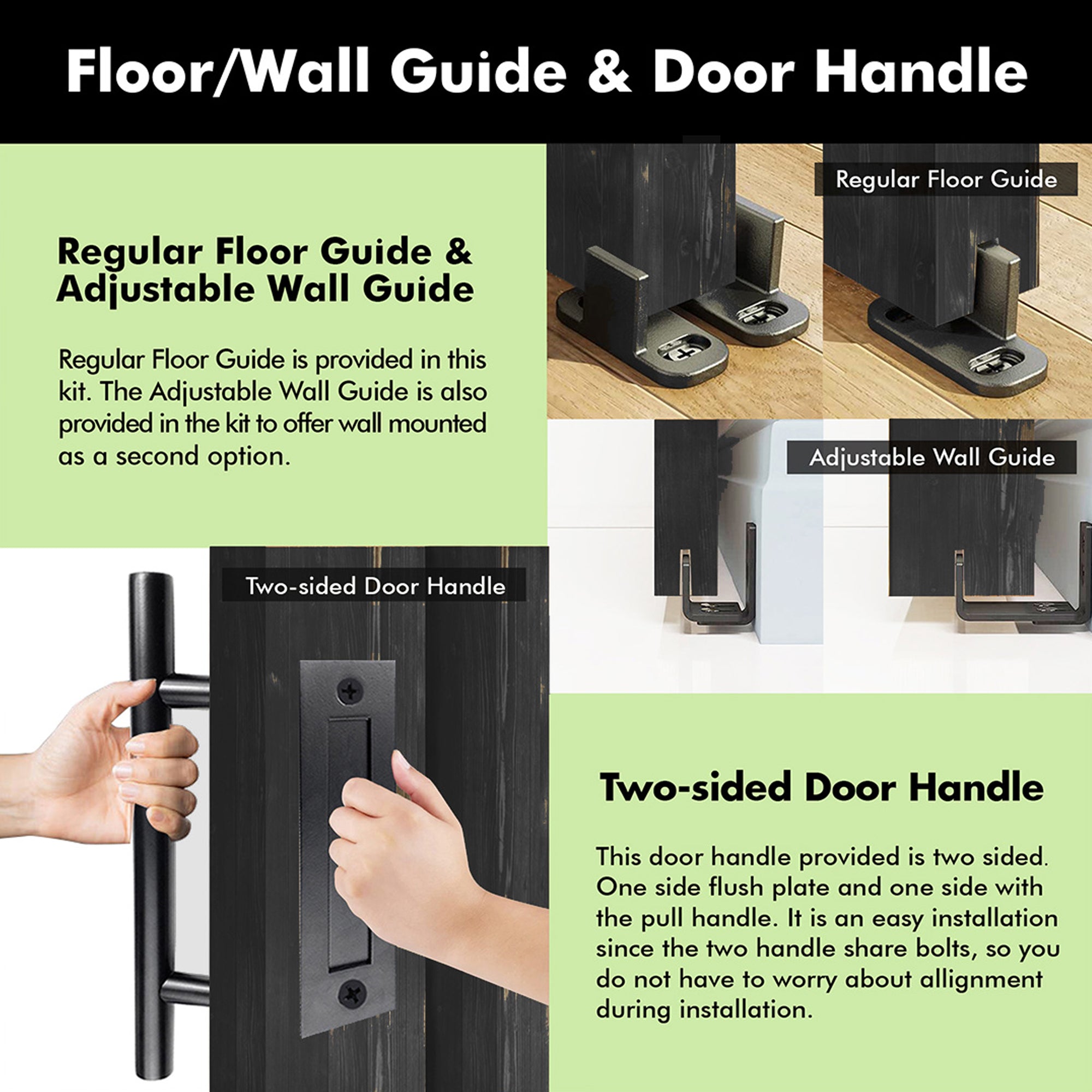 80" Height Black 5-Lite Frosted Glass Double Unassembled & Finished Pine Wood Barn Doors with Non-Bypass Installation Hardware Kit (Interior Use Only)