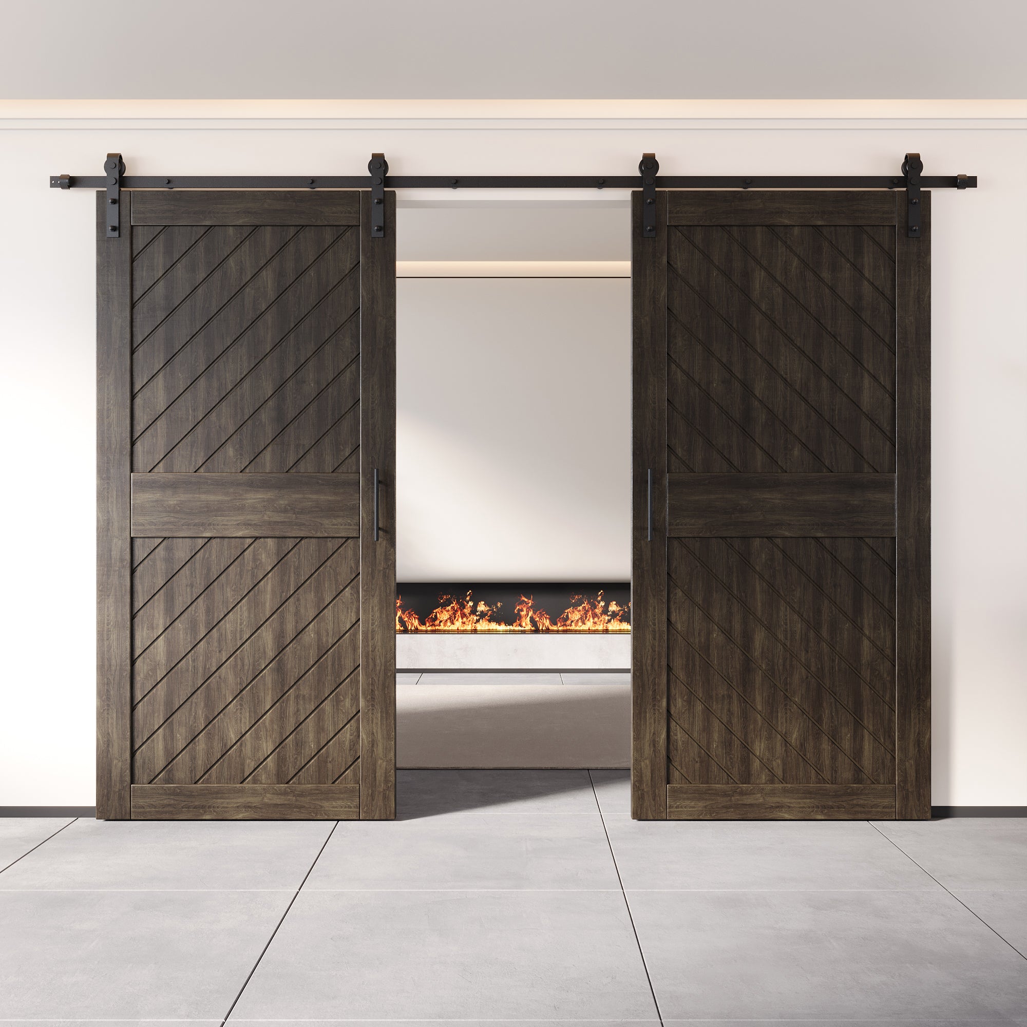 unassembled ebony pine barn door, double and finished