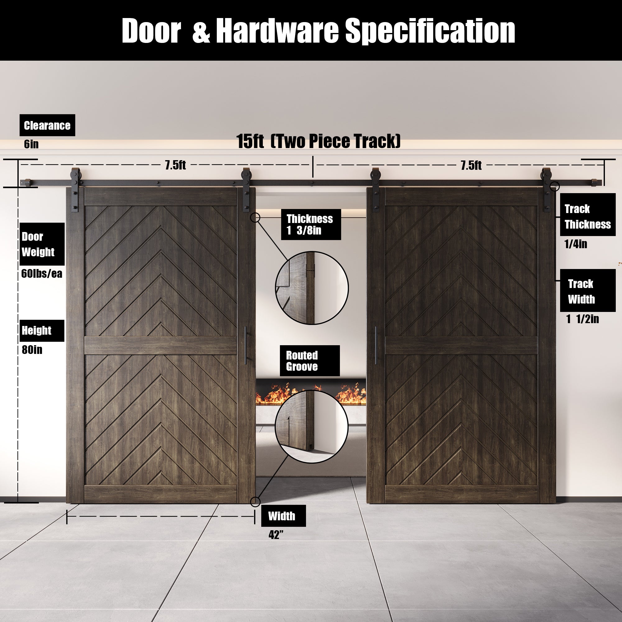 sliding barn door hardware kit with two doors pine wood barn door ebony