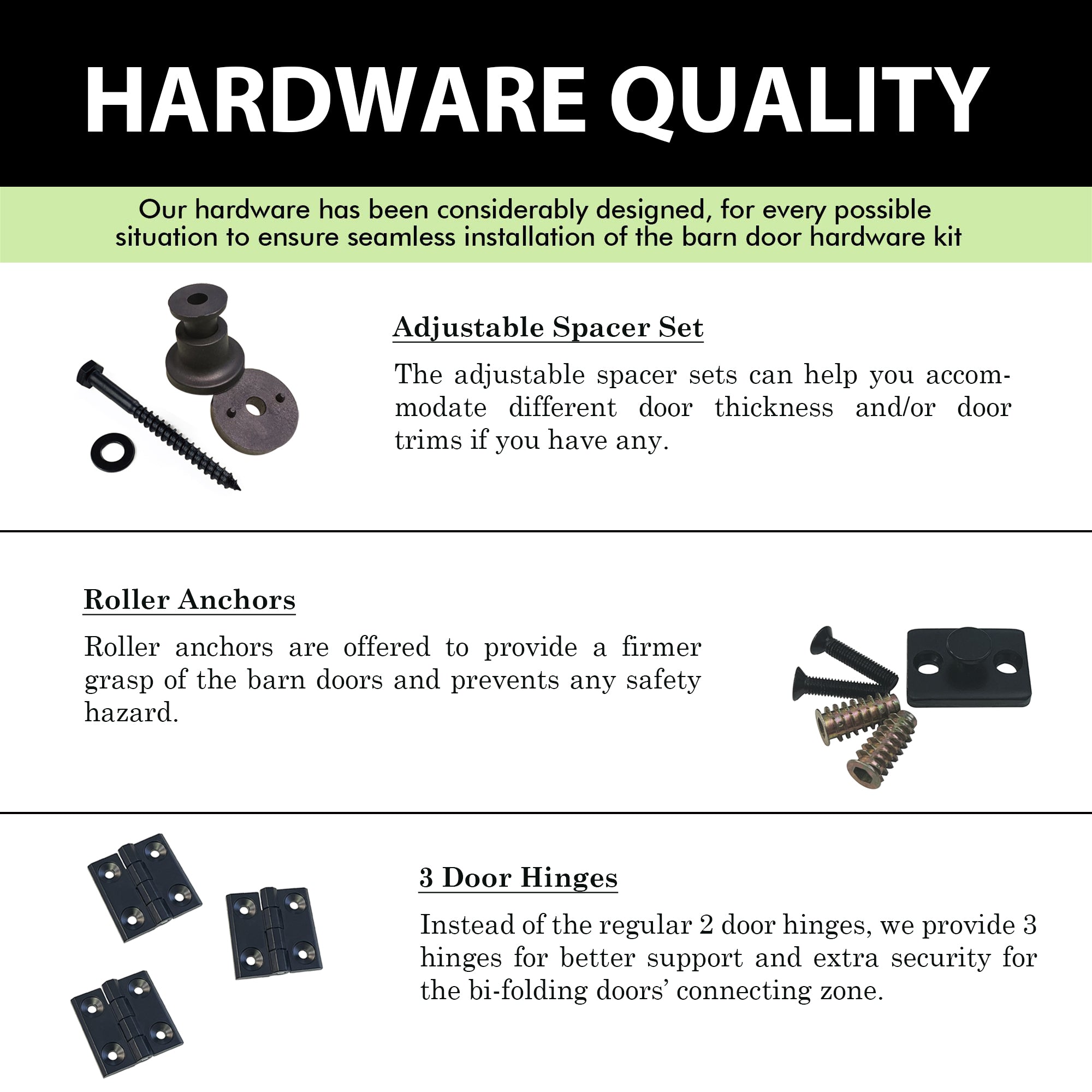 5-in-1 80in Unassembled & Unfinished Barn Door with Bi-Fold Top Mount Hardware Kit - T-shape Roller