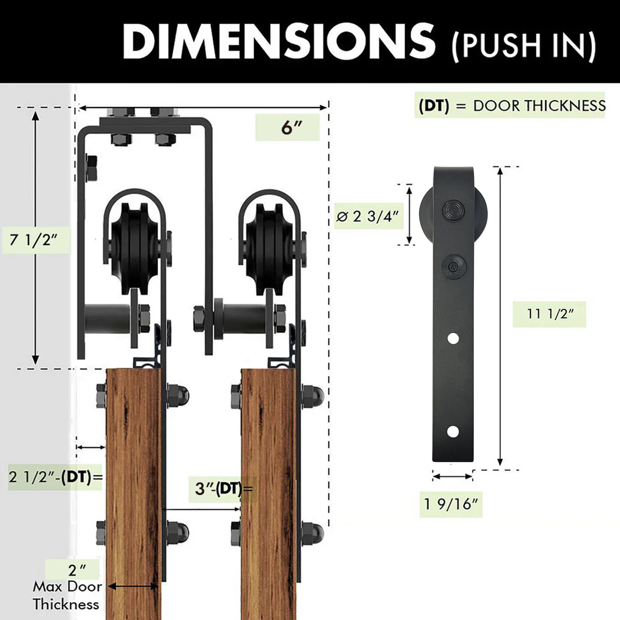 Double Track Bypass Barn Door Hardware Kit – U-Shape, Classic Roller | Homacer
