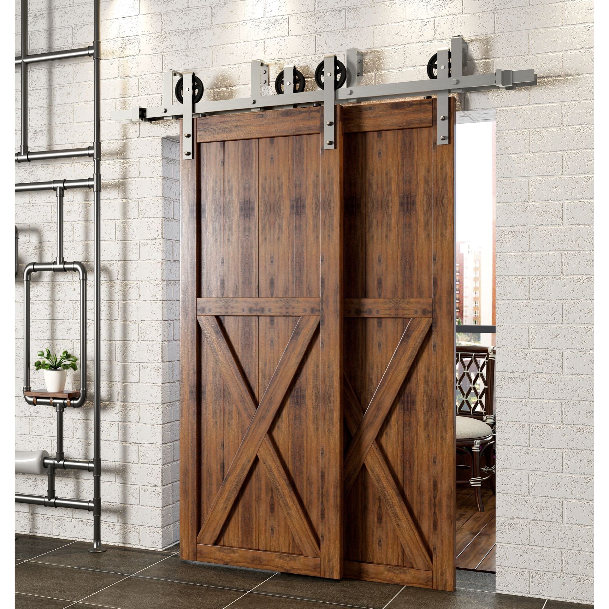 double track spoke wheel sliding door kit