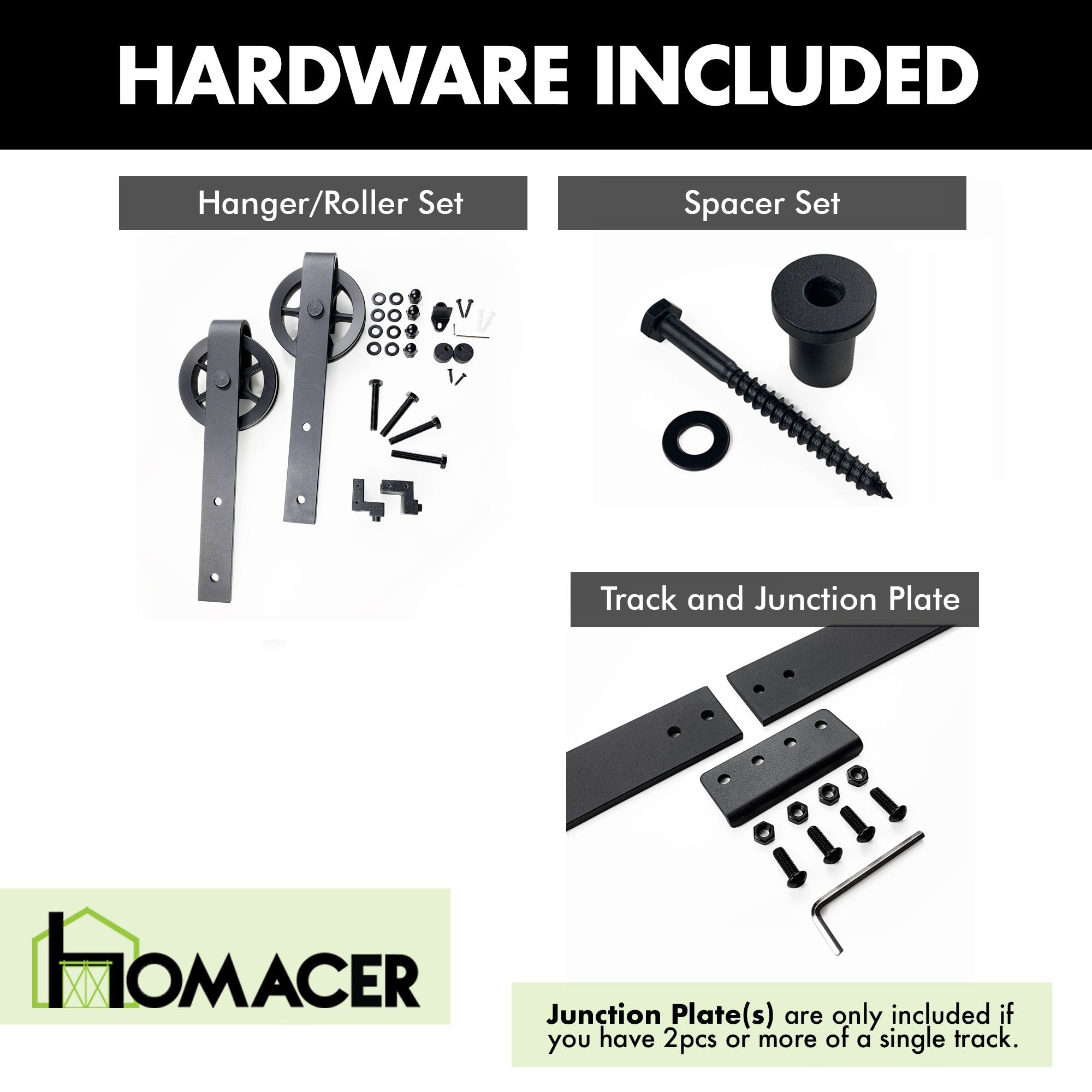 Single Track Barn Door Hardware Kit - Non-Bypass, Spoke Wheel Design Roller