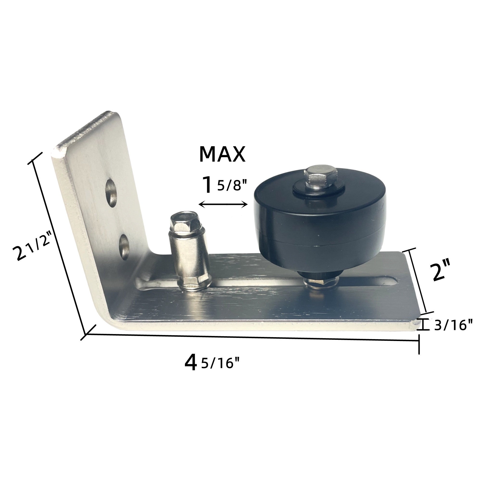 homacer Brushed Nickel Roller Floor Guide for sliding barn doors dimensions