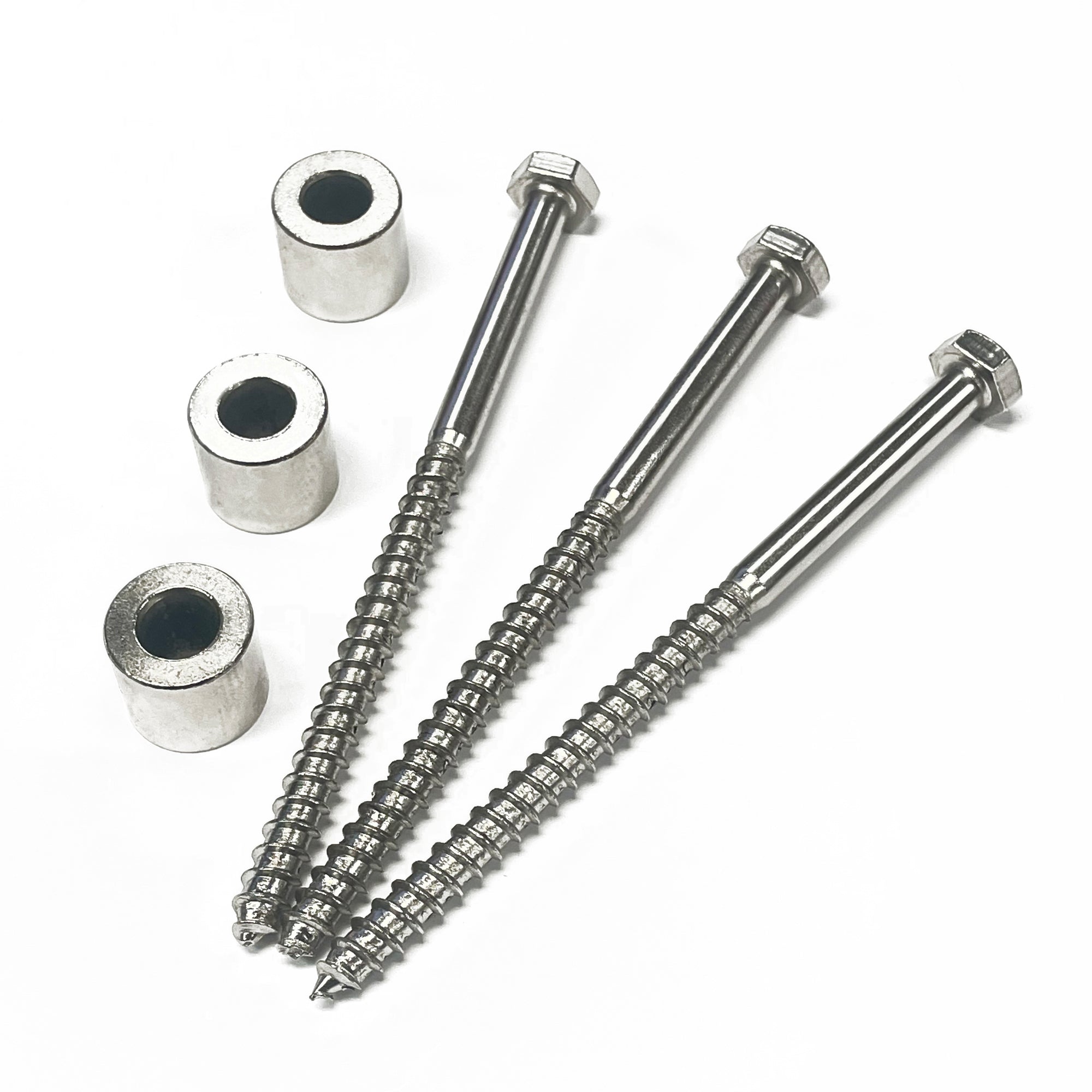brushed nickel lag bolts and spacers set