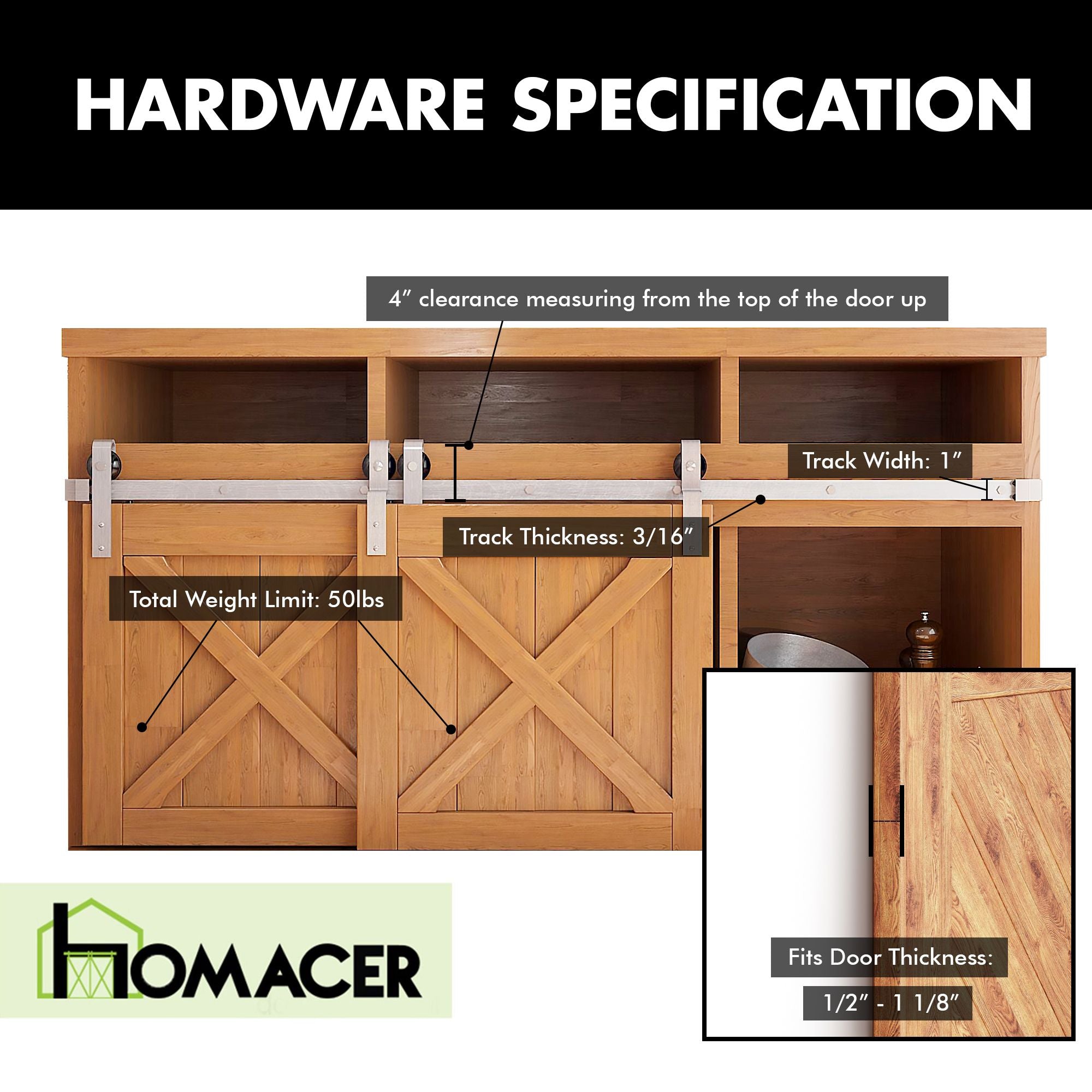 mini double barn door bypass hardware kit for cabinets hardware specification