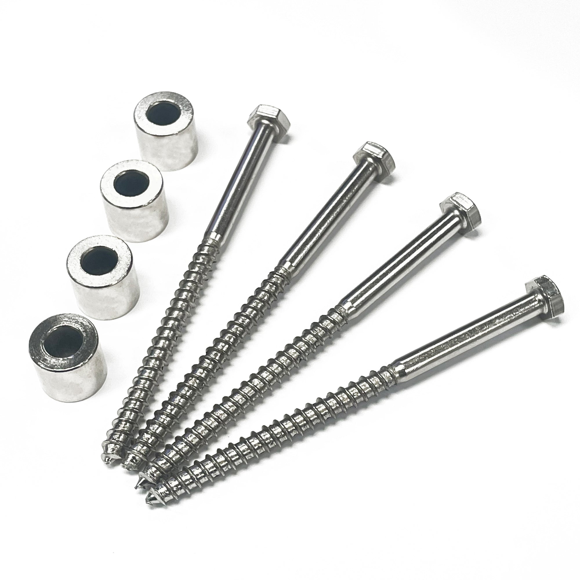 set of brush nickel lag bolts and spacer for barn door hardware
