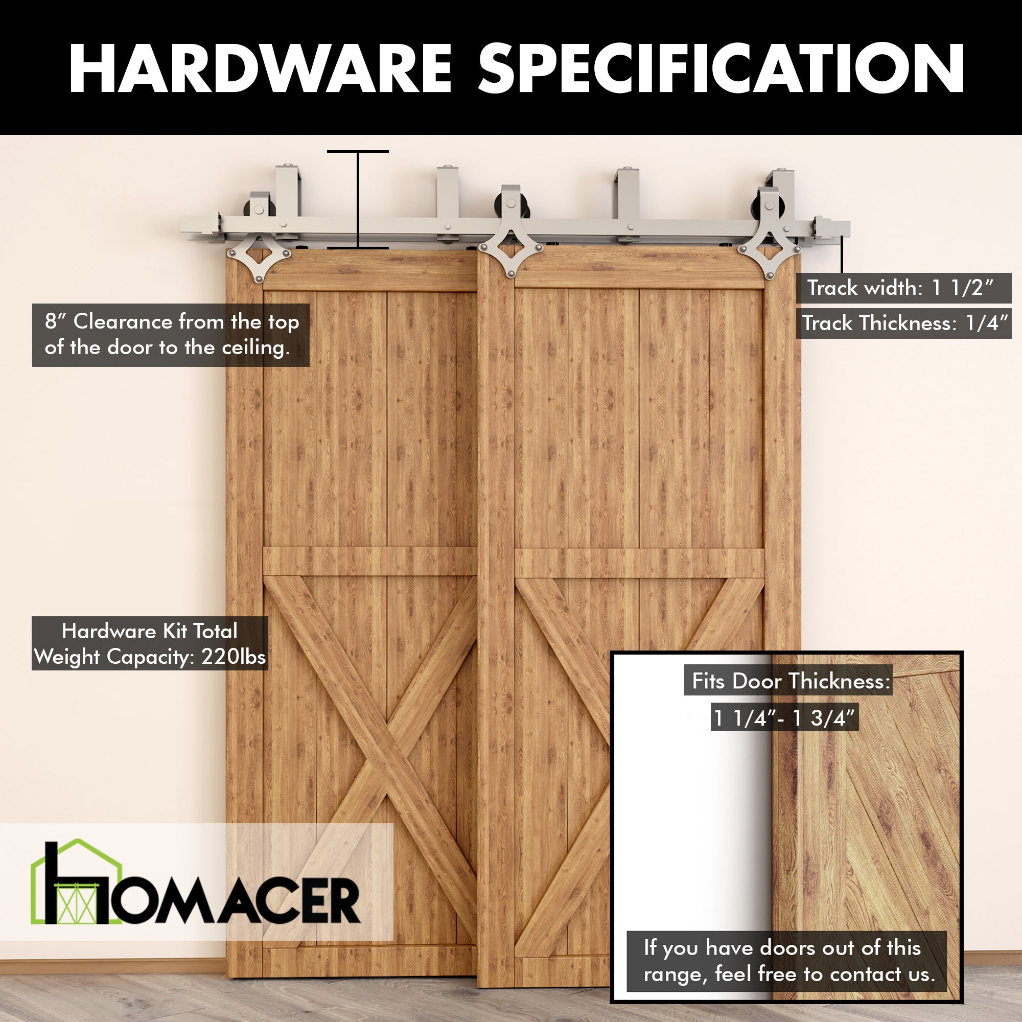 double track diamond sliding door kit