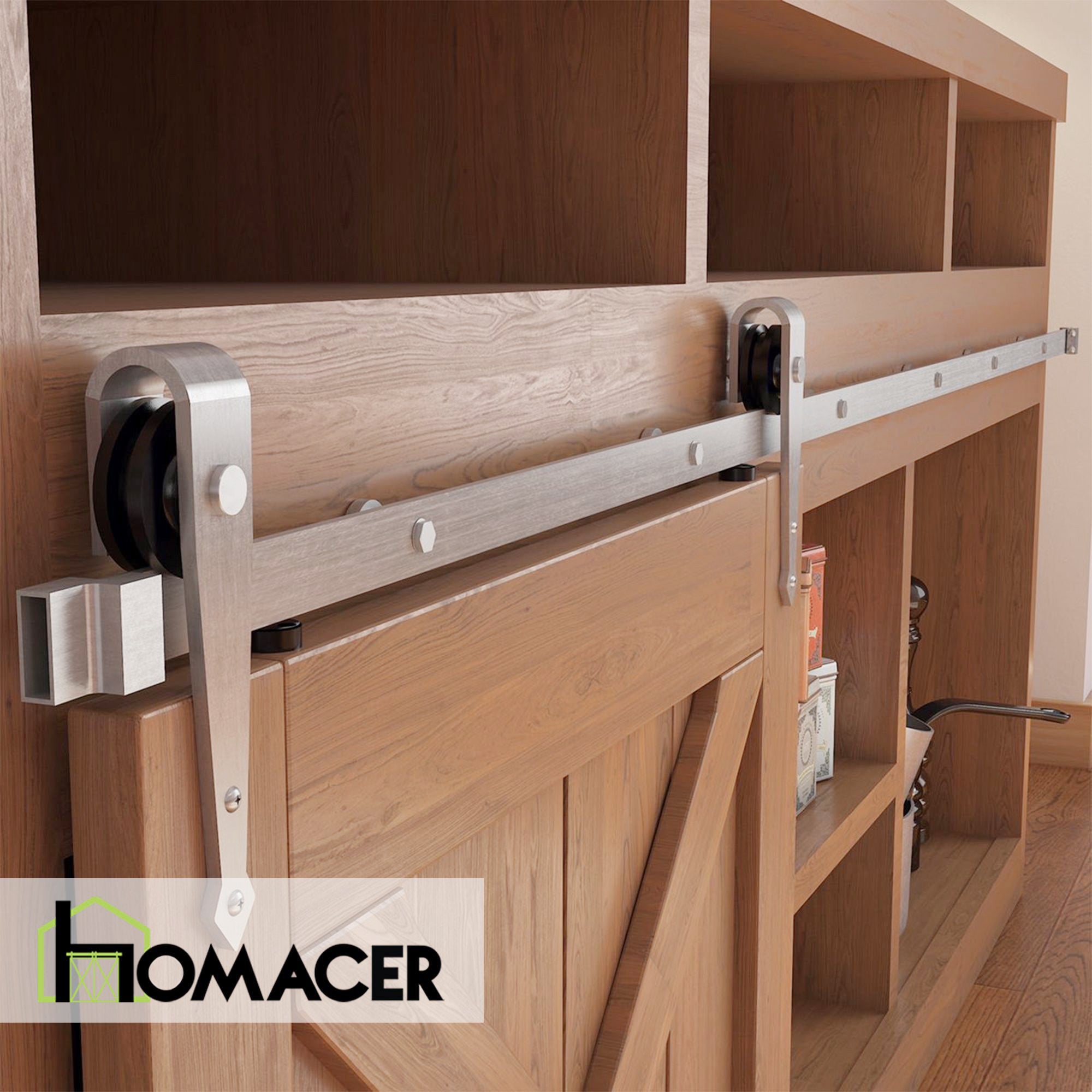 mini brushed nickel barn door hardware kit for cabinets