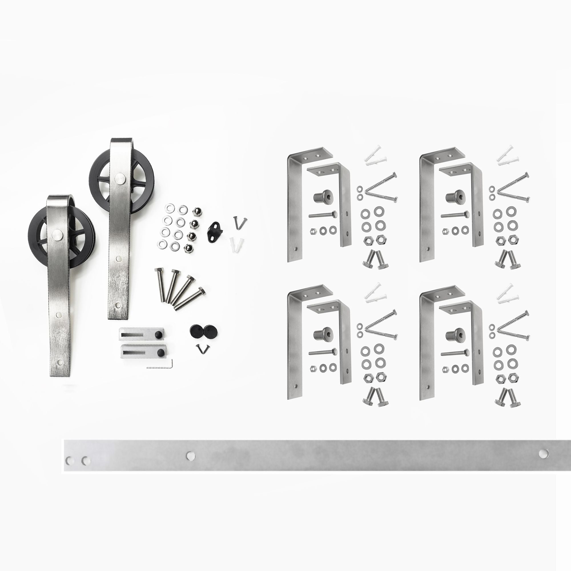 homacer sliding door Brushed Nickel Single Track Bypass Convert to Double Track U-Shape Bypass (spoke wheel Design) for 5ft to 5.5ft track