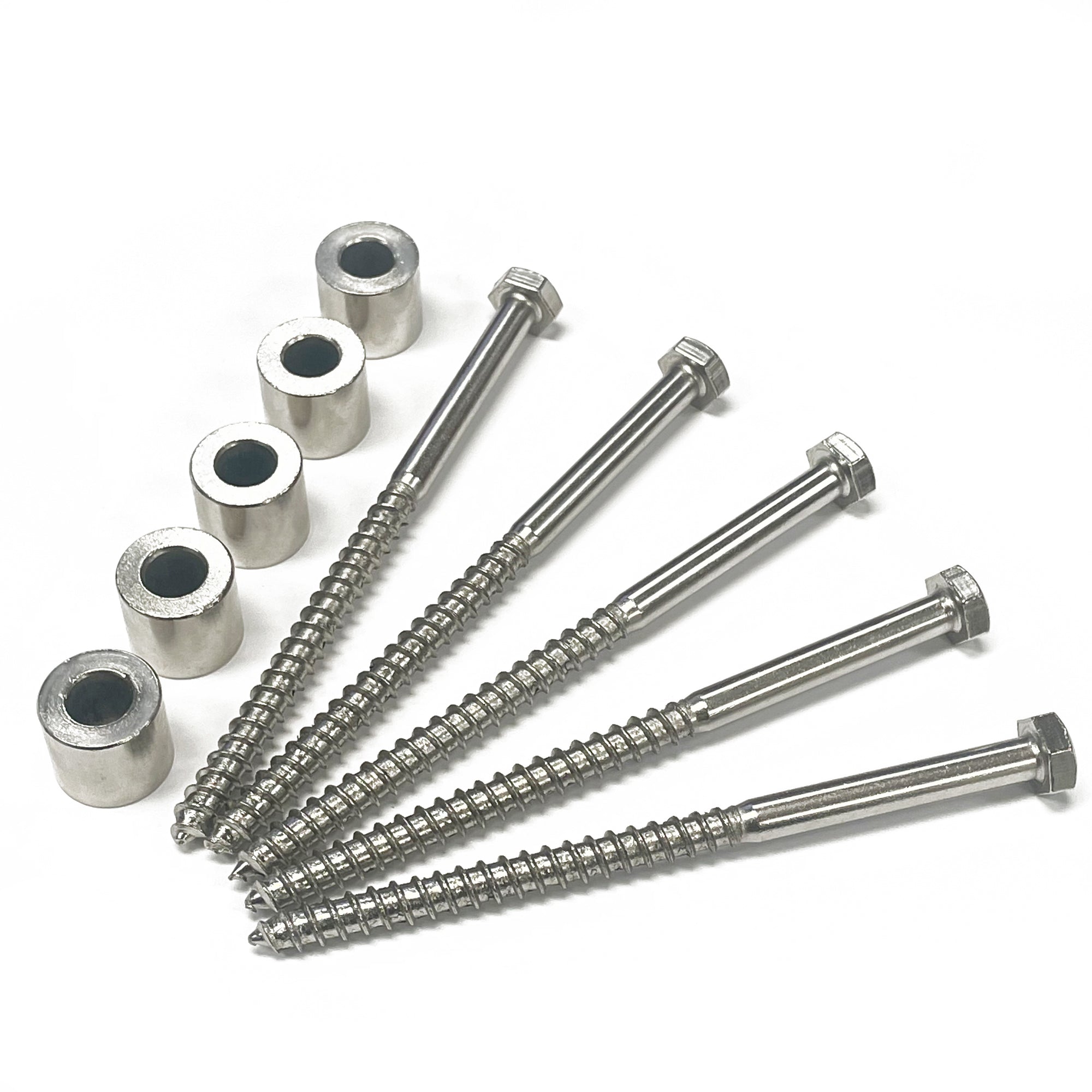brushed nickel lag bolts and spacers set