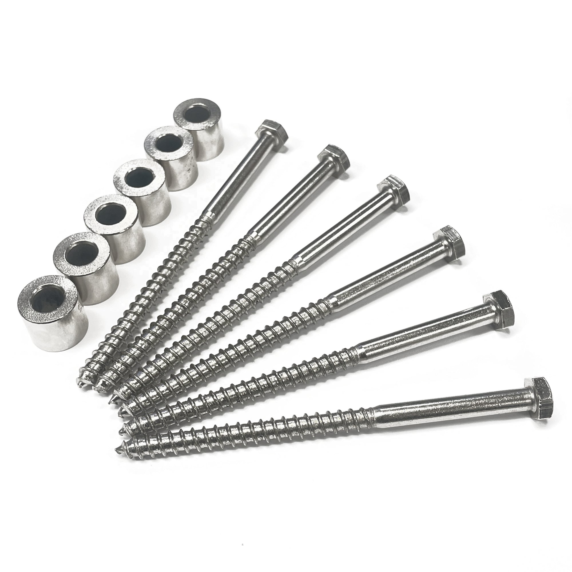 brushed nickel lag bolts and spacers set