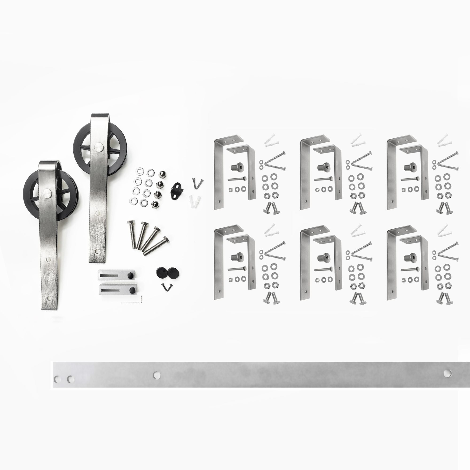 homacer sliding door Brushed Nickel Single Track Bypass Convert to Double Track U-Shape Bypass (spoke wheel Design) for 8ft long track