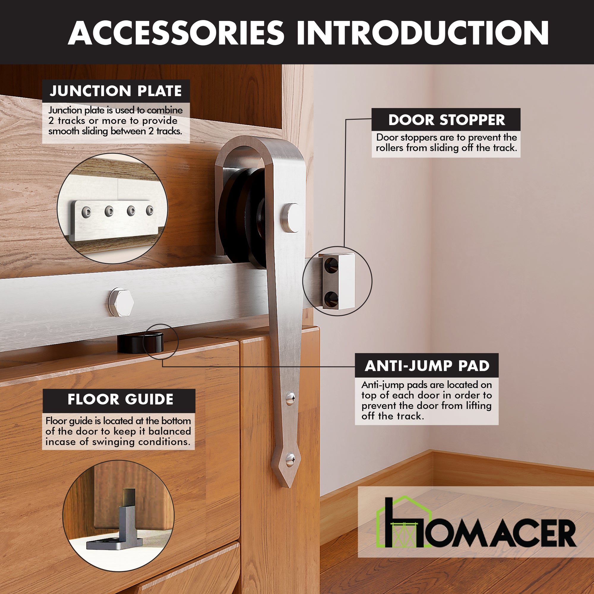 homacer sliding door mini brushed nickel hardware accessories introduction