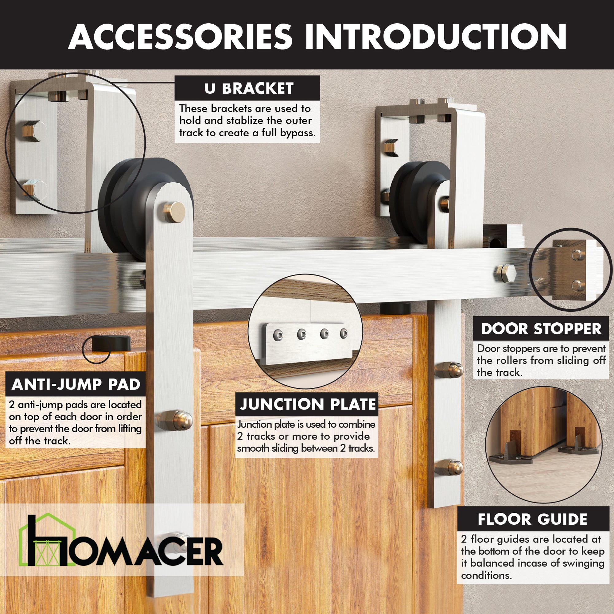 double track u shape sliding barn door hardware accessories