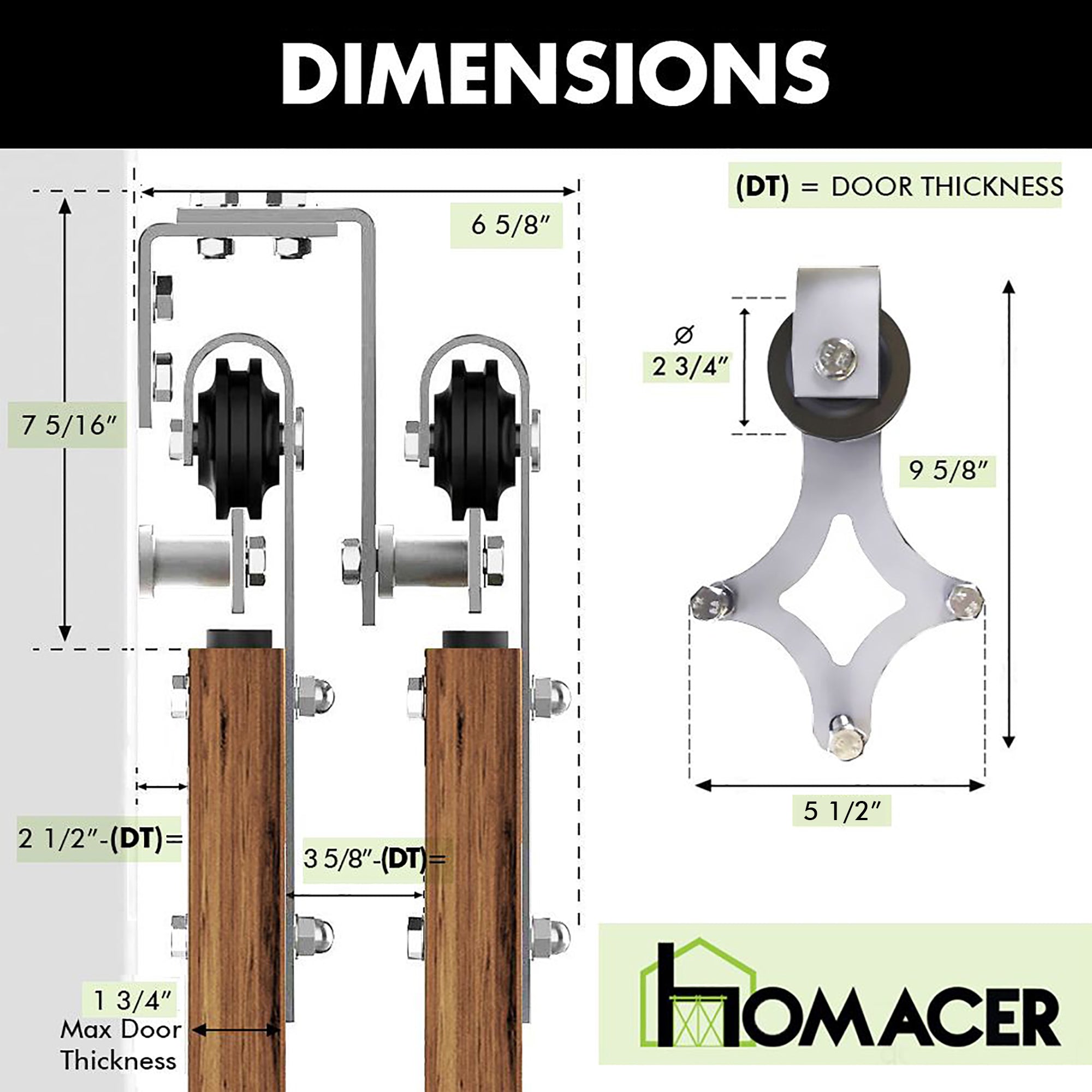 double track diamond sliding door kit