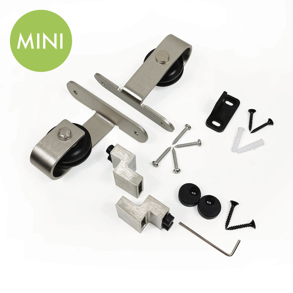 Brushed Nickel Mini Bent T-Shape Roller Set (1 pair)