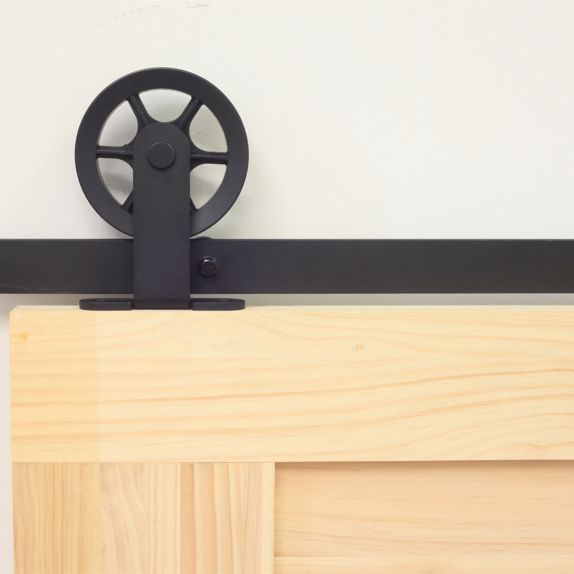 non-bypass sliding barn door hardware kit - t-shape spoke wheel design roller