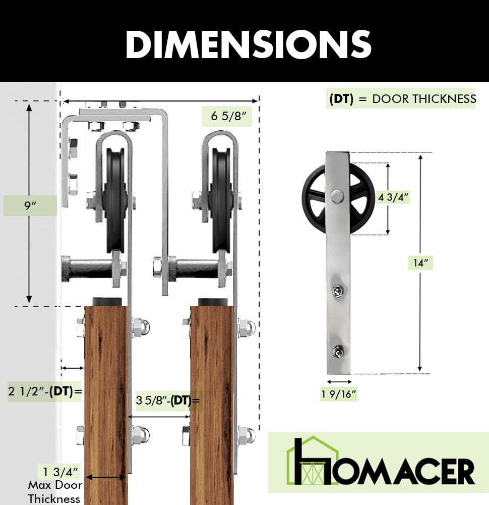 double track spoke wheel sliding door kit
