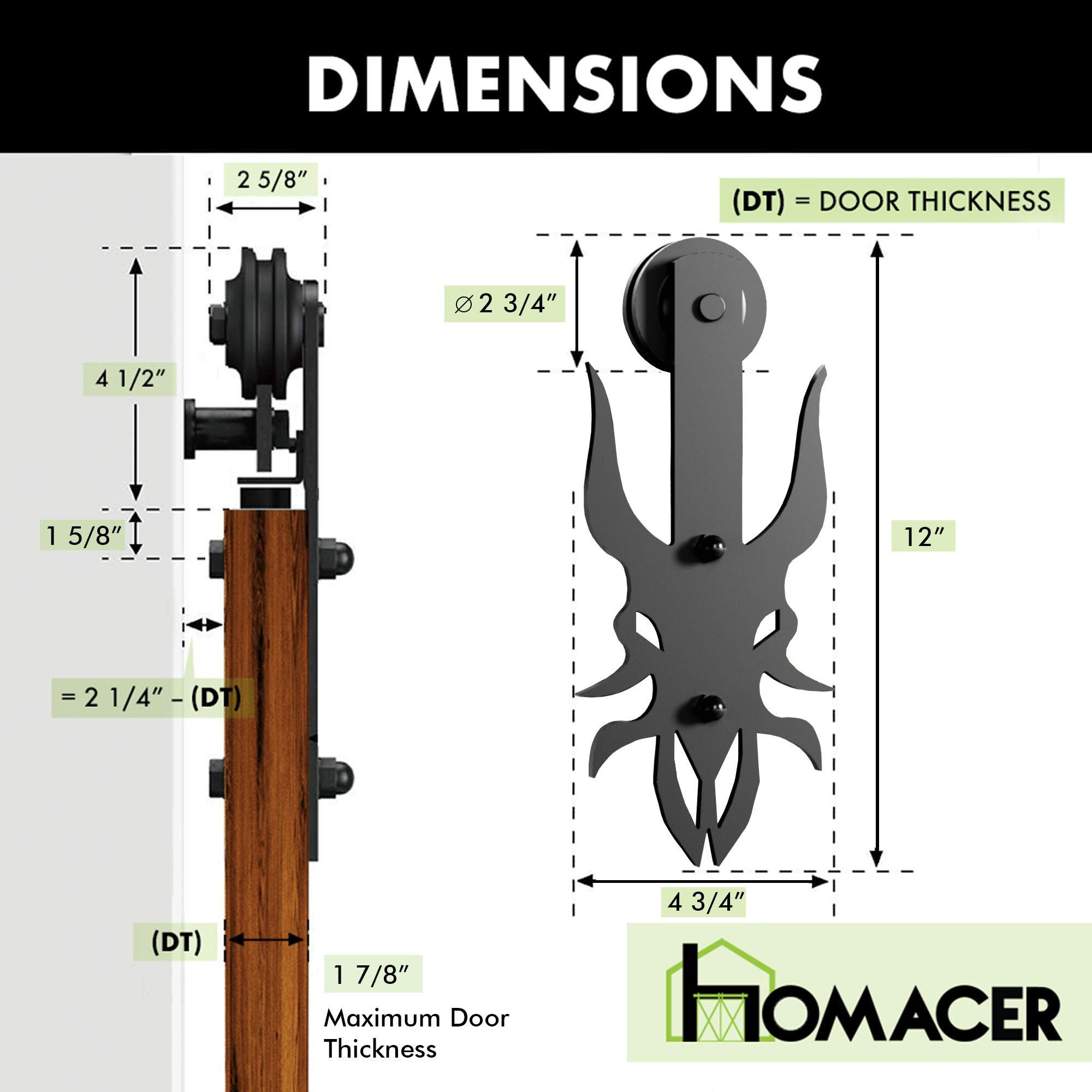 durable non-bypass sliding barn door hardware - imperial