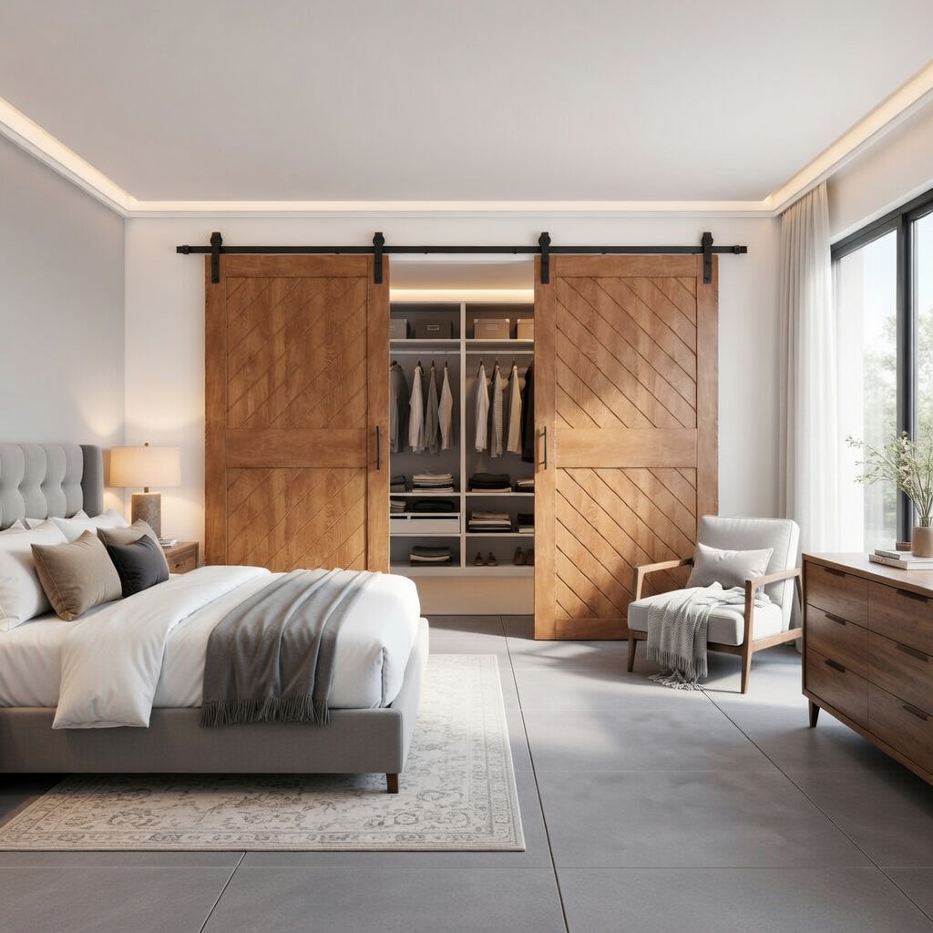 barn door for closet in bedroom