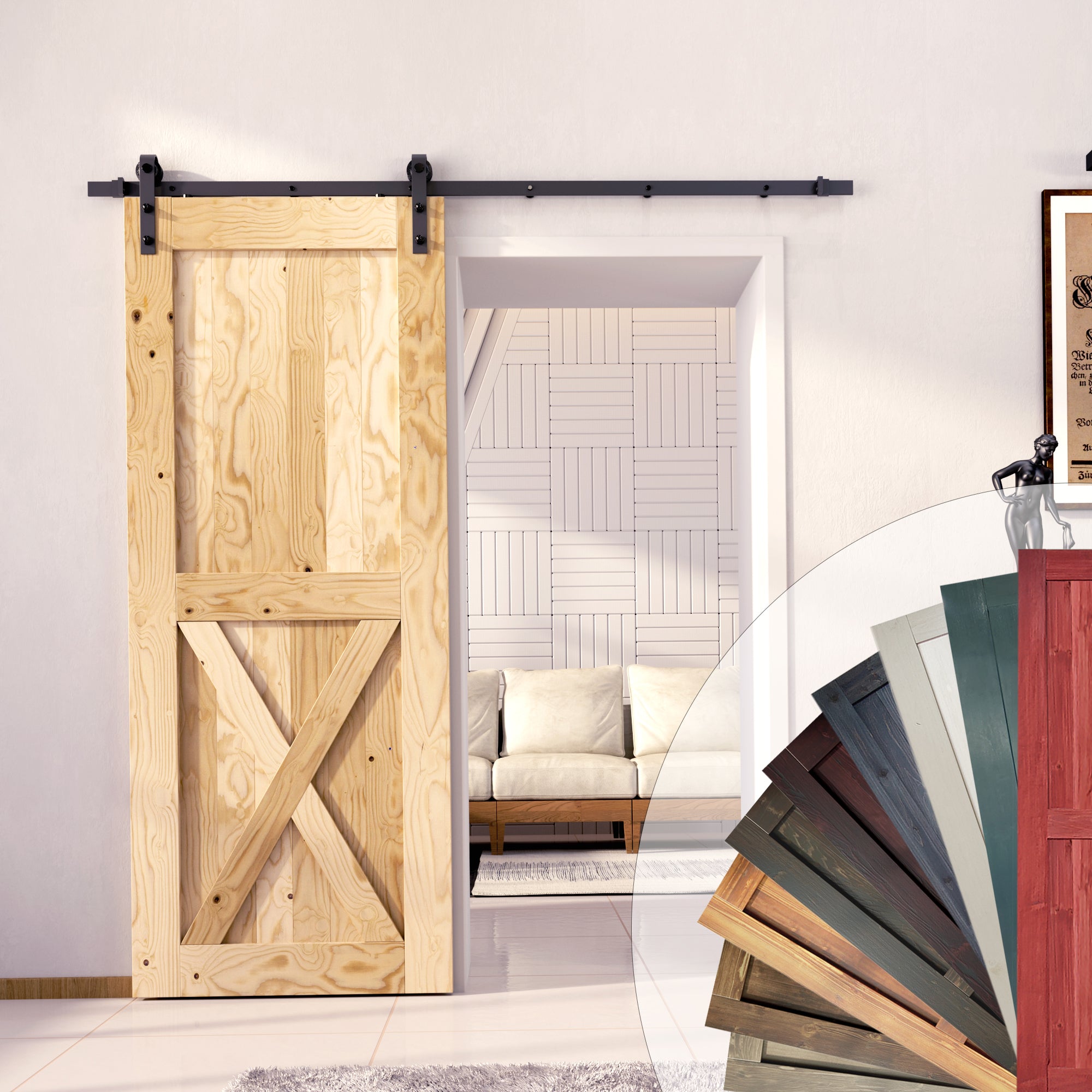 Barn Doors with Black Rustic Single Door Hardware Kit