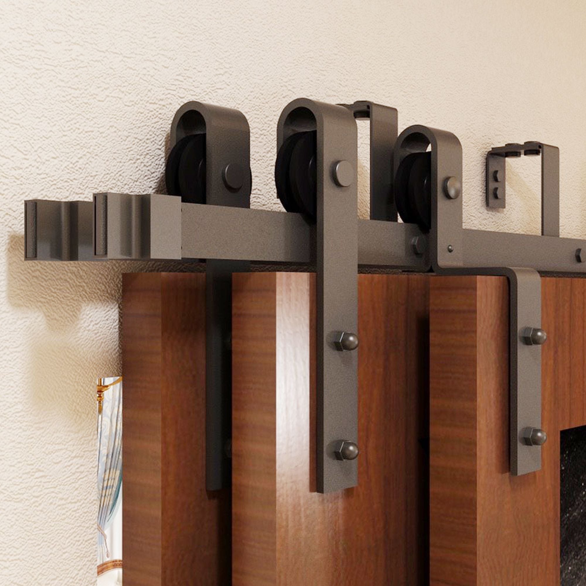 Homacer Triple Bypass Sliding Barn Door Hardware Kit