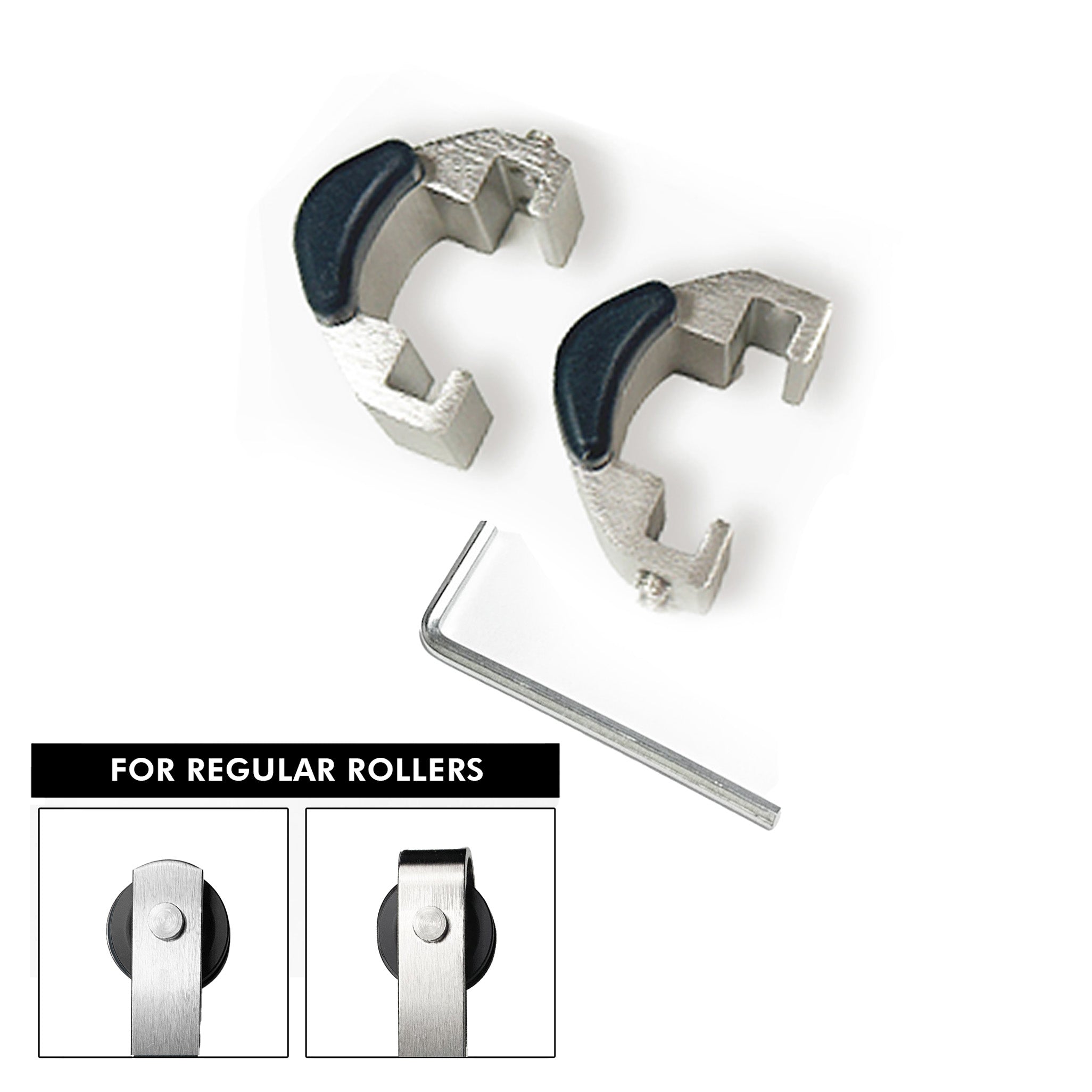 homacer sliding barn door Brushed Nickel Door Stopper Set (FOR REGULAR ROLLERS)