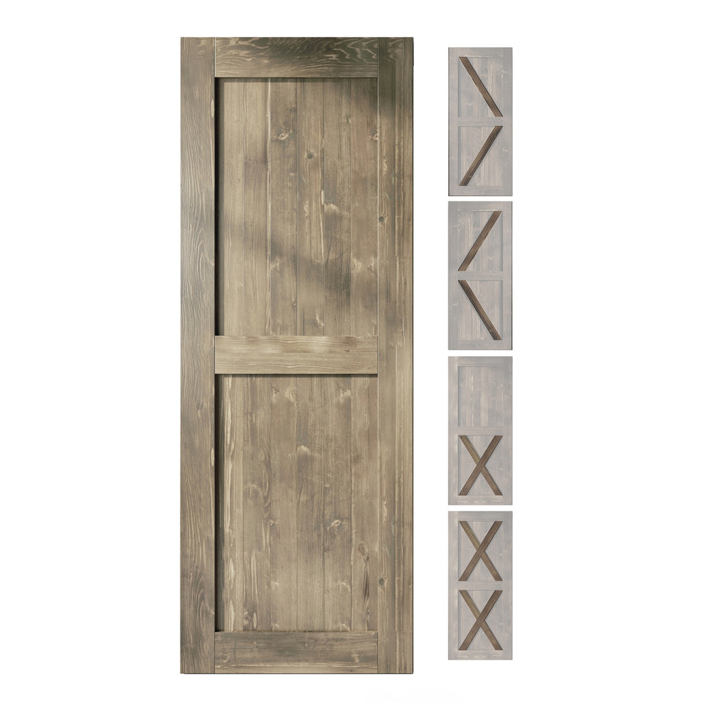84" Height Finished & Unassembled 5-in-1 Design Pine Wood Barn Door