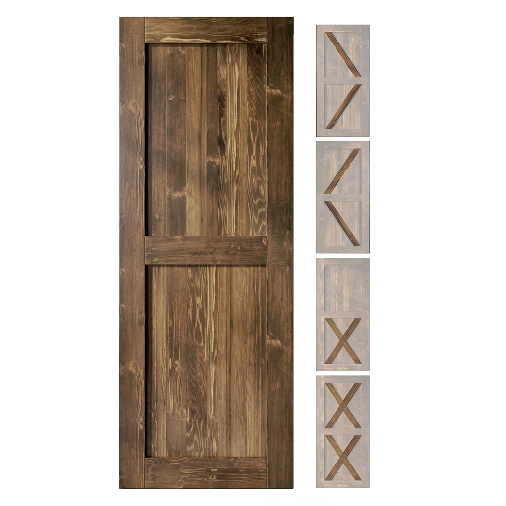 80" Height Finished & Unassembled 5-in-1 Design Pine Wood Barn Door