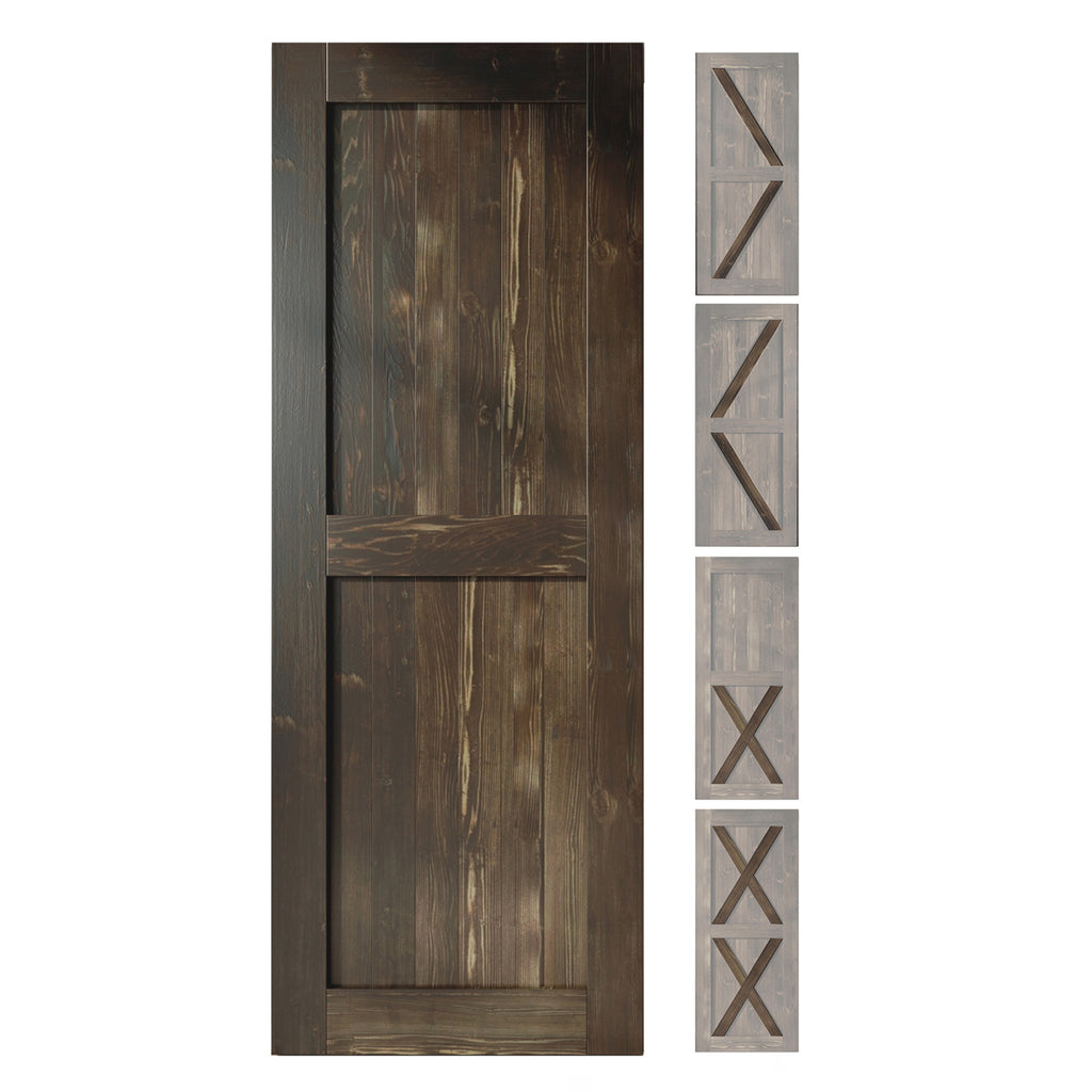 84" Height Finished & Unassembled 5-in-1 Design Pine Wood Barn Door