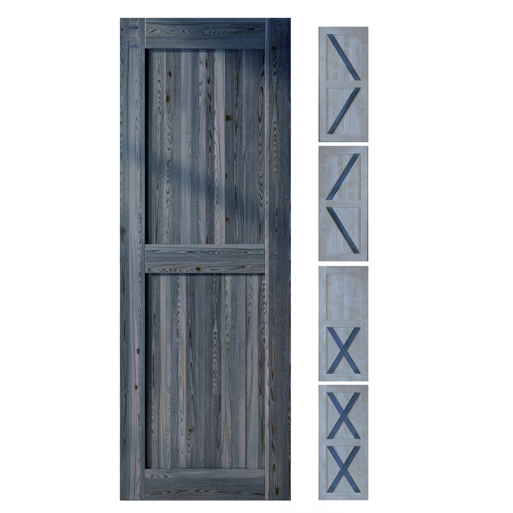 80" Height Finished & Unassembled 5-in-1 Design  Wood Barn Door