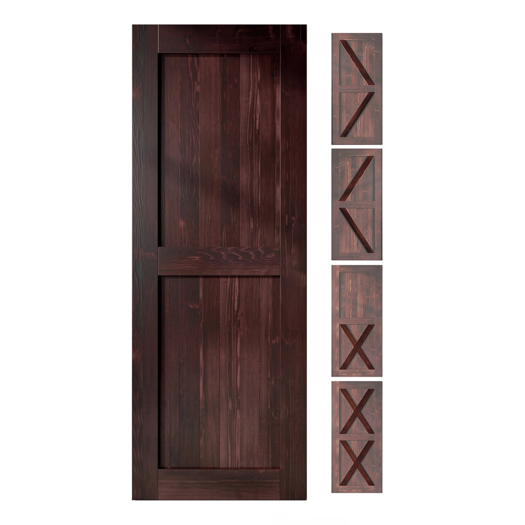 84" Height Finished & Unassembled 5-in-1 Design Pine Wood Barn Door