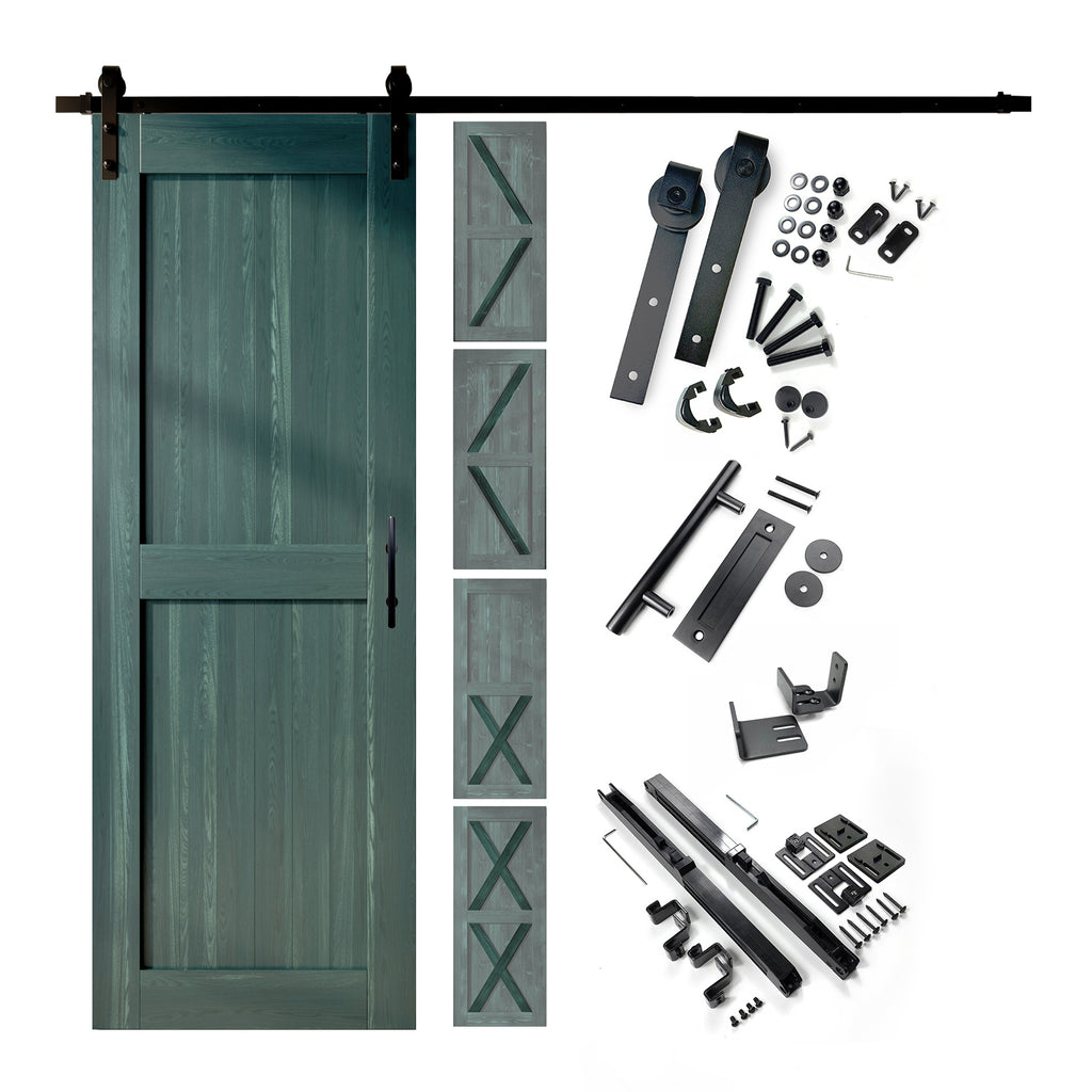 84" Height Finished & Unassembled Single Barn Door with Non-Bypass Installation Hardware Kit (5-in-1 Design)