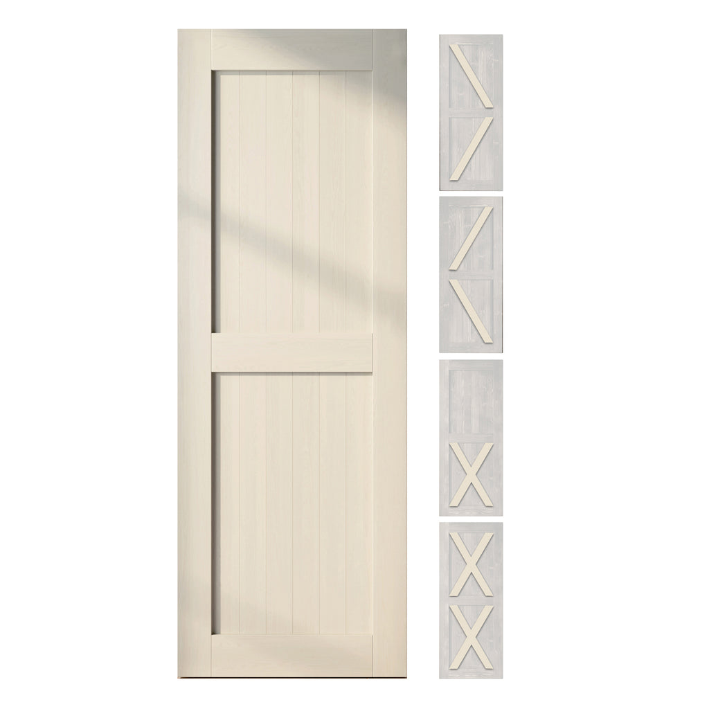 80" Height Finished & Unassembled 5-in-1 Design  Wood Barn Door