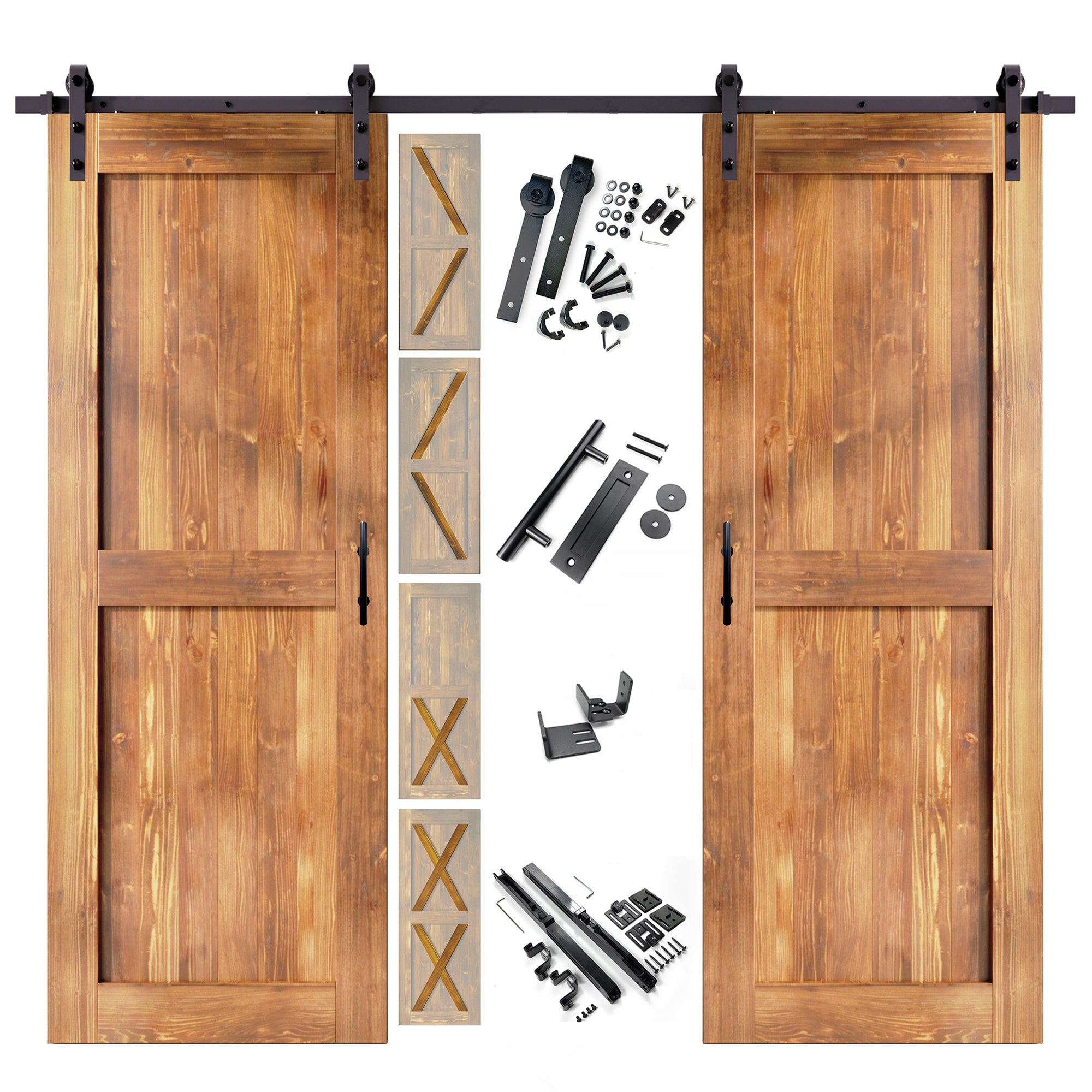 homacer early American double barn door with barn sliding door hardware kit