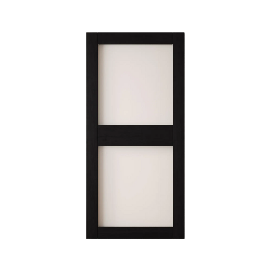 2-lite frosted glass barn door with a pine frame