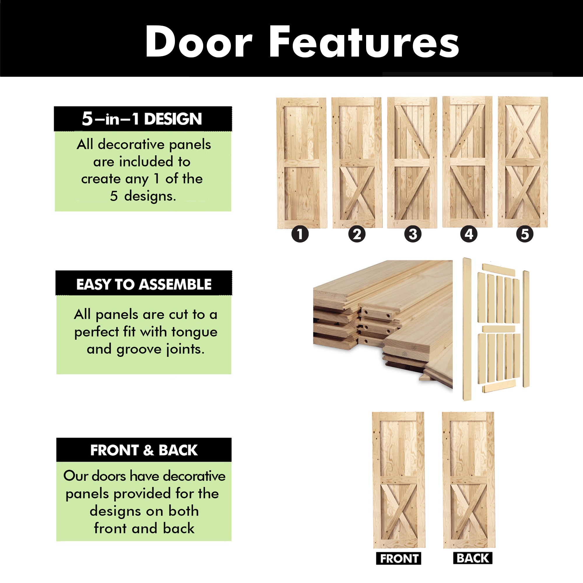 easy to assemble 5in1 barn door design