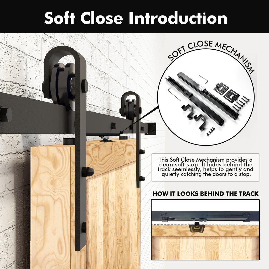 5-in-1 Double 80in Barn Door with Non-Bypass Installation Hardware Kit