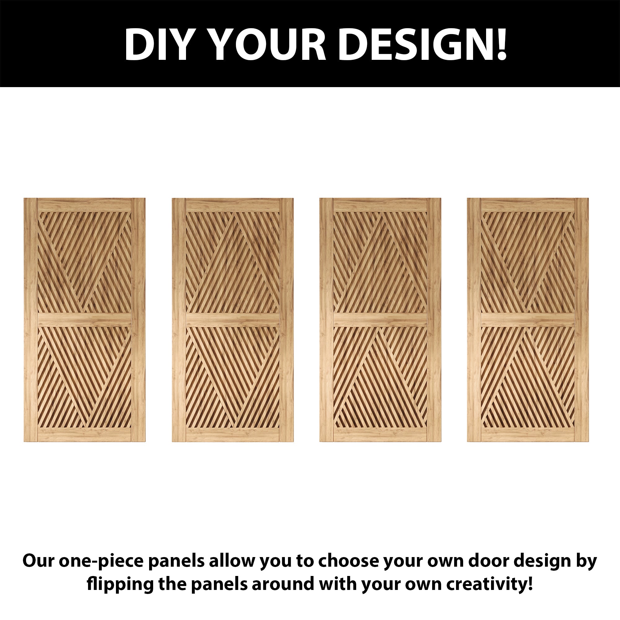 80" Height Diamond Design Unassembled & Unfinished Pine Wood Barn Door (Interior Use Only)