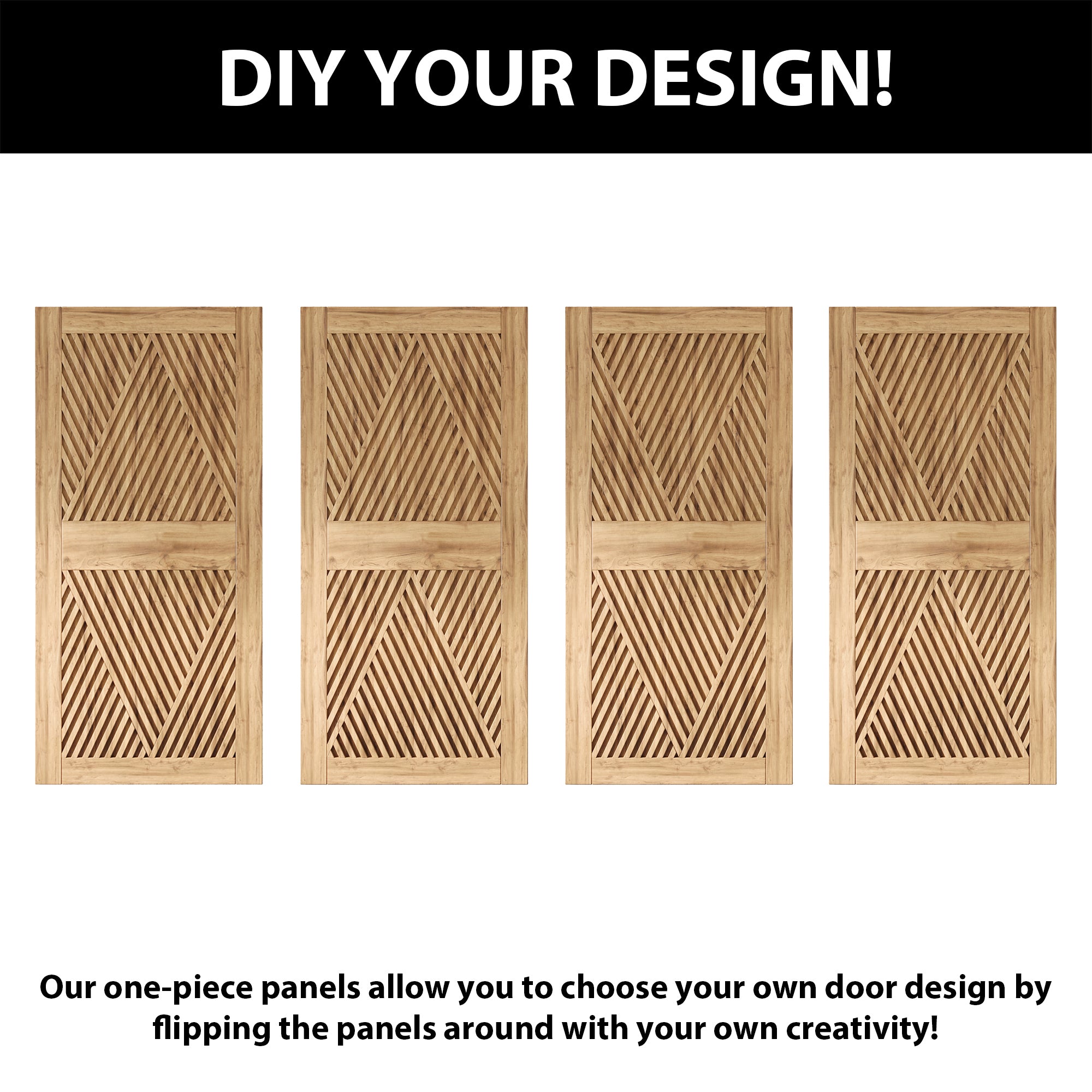 84" Height Diamond Design Unassembled & Unfinished Pine Wood Barn Door (Interior Use Only)